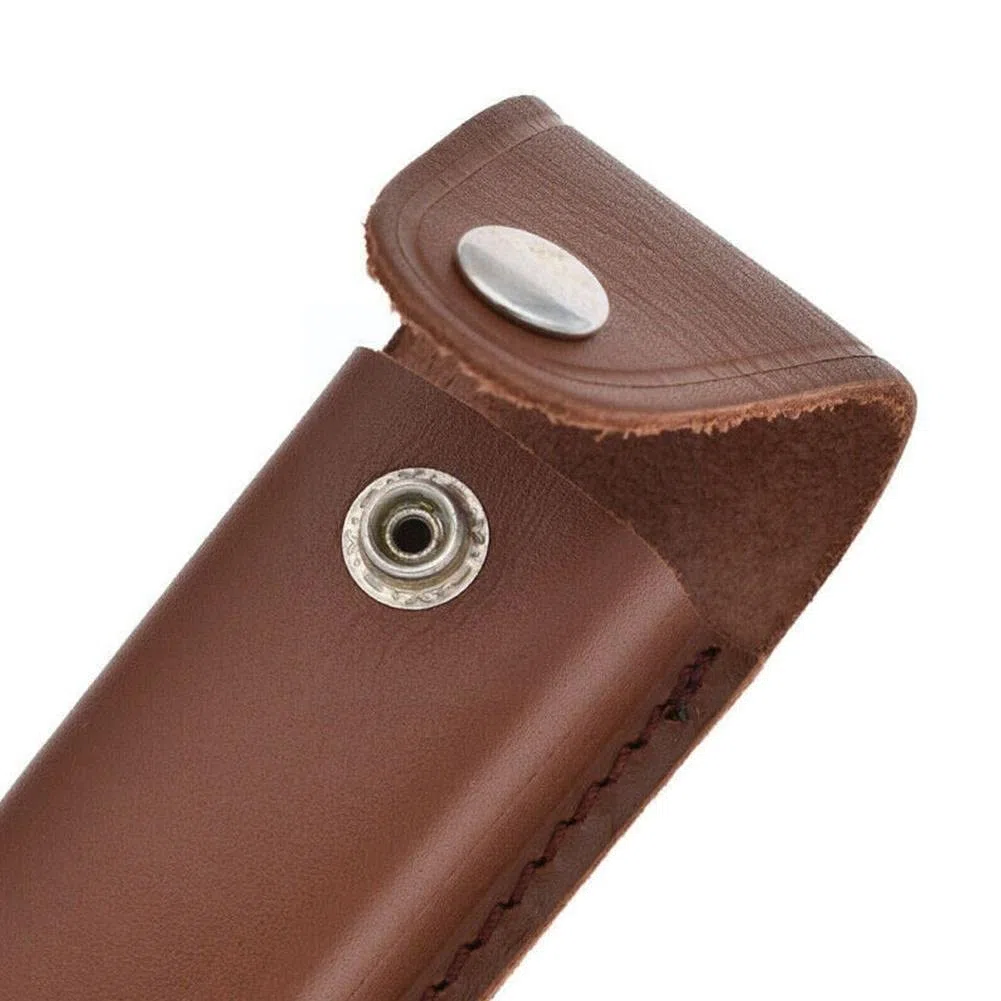 Case De Cuero De Soporte De Navaja De Bolsillo De Cuero Plegable con Cierre De Snap Y Cinturón De Bolsillo De Bolsillo Edc Polsina De Bolsillo