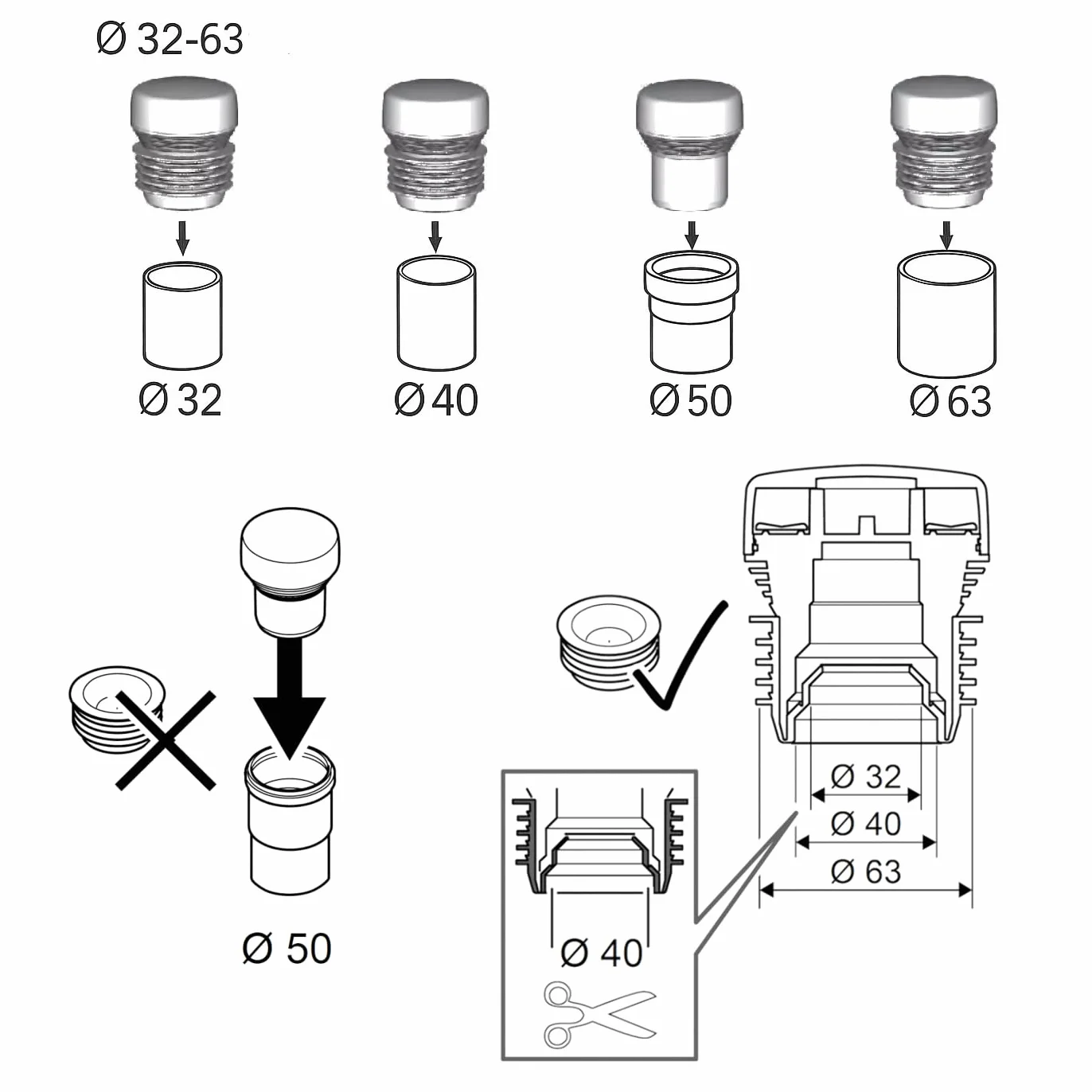 HypAir Balance Aireador de tuberías DN 32-63 Válvula aireadora para instalaciones sanitarias