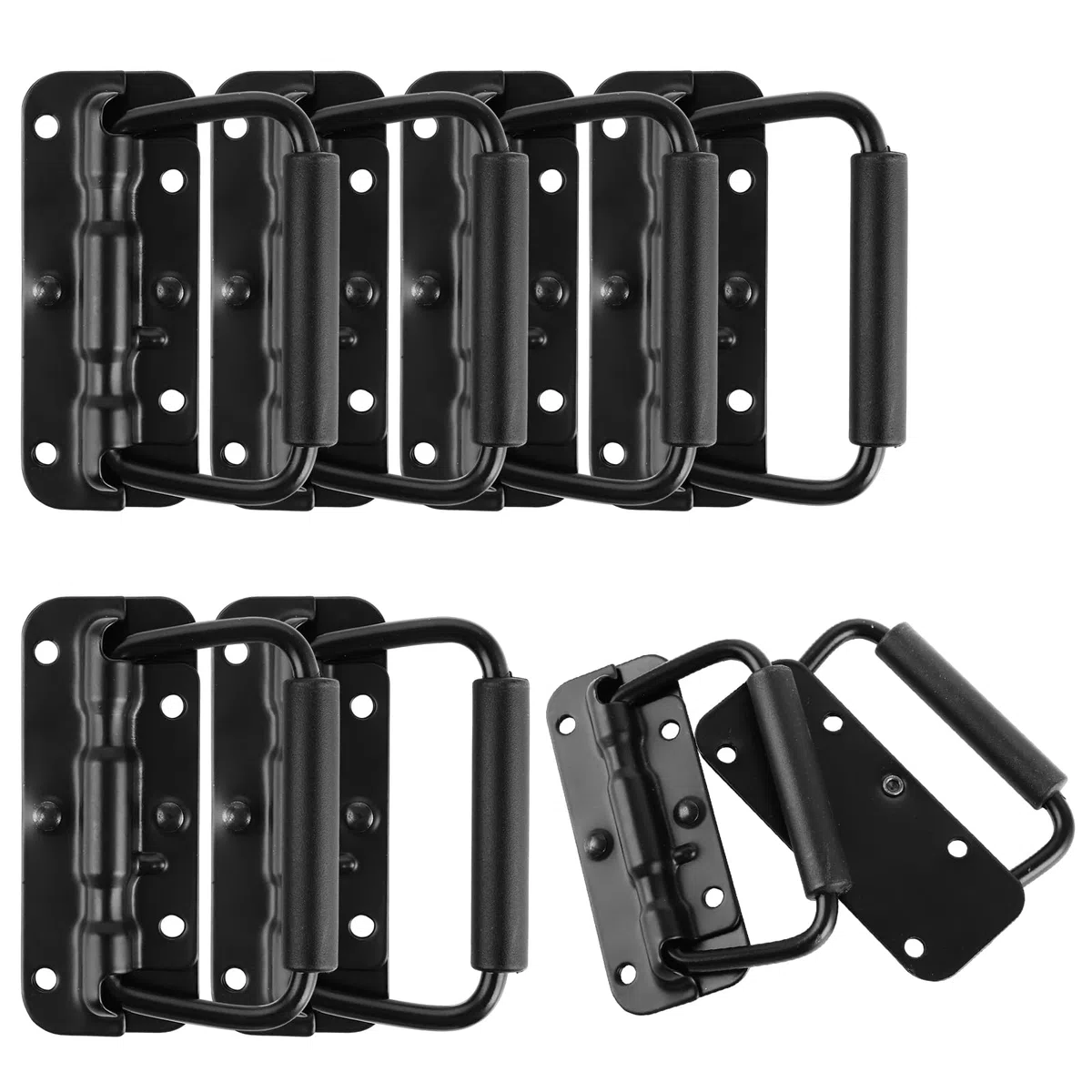 8 unidades de mango de caja con resorte, mango plegable de 100 mm, asas plegables, asa de transporte negra, asa de hardware, asas de transporte, para cajas de herramientas, puerta