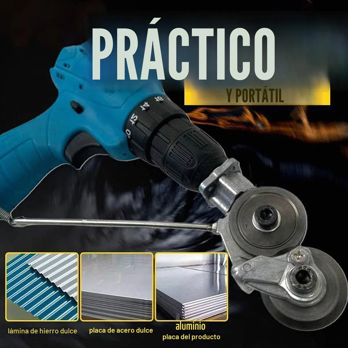 Tijeras de chapa eléctrica Nibbler,Cortador de chapa para destornillador inalámbrico Hoja trapezoidal cortador eléctrico de placas de taladro, cobre, aluminio