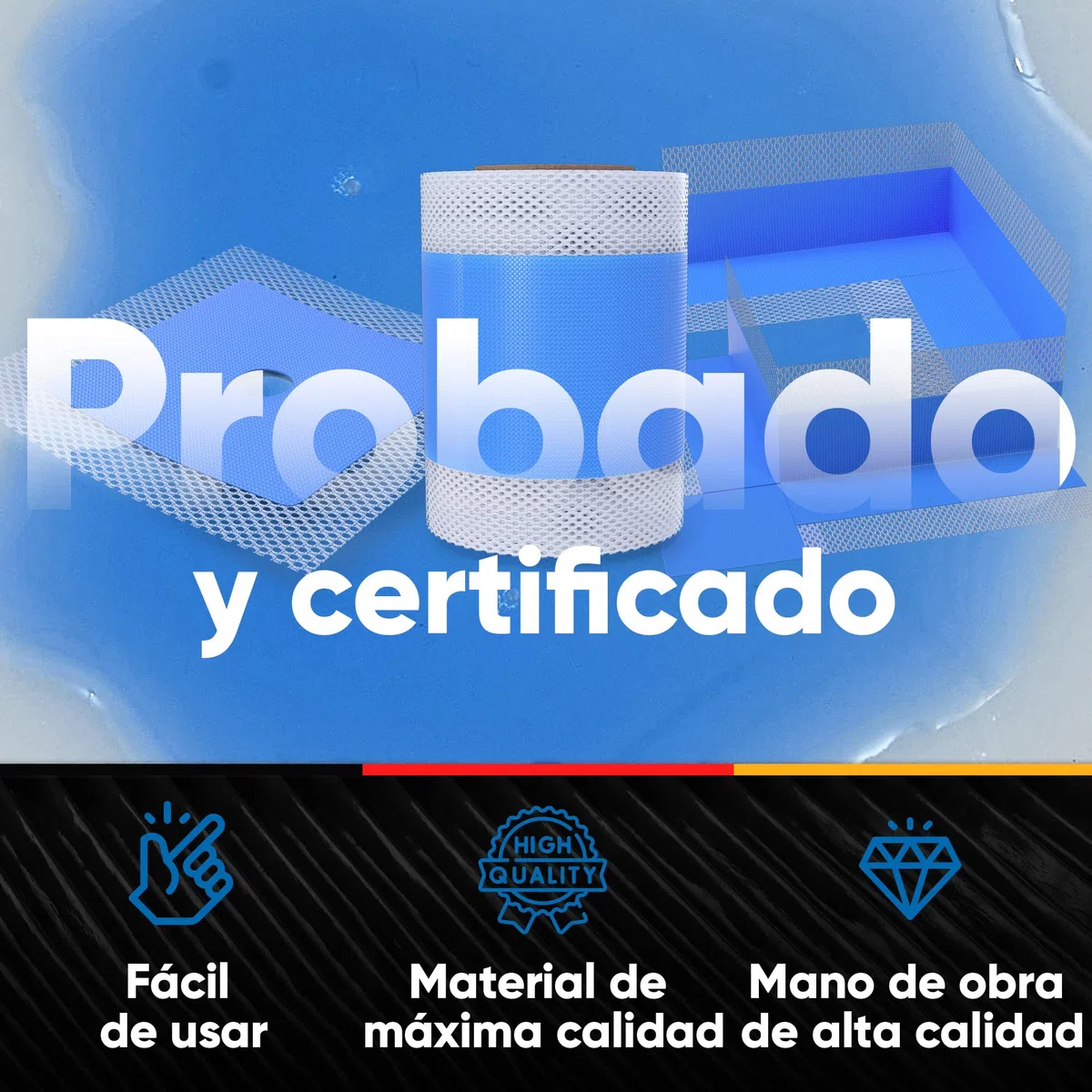 Bauhandel24 cinta aislante D11 10 metros color azul impermeabilización ducha cinta adhesiva azulejos membrana impermeabilizante agua stop malla impermeabilizante lámina impermeable cinta pladur