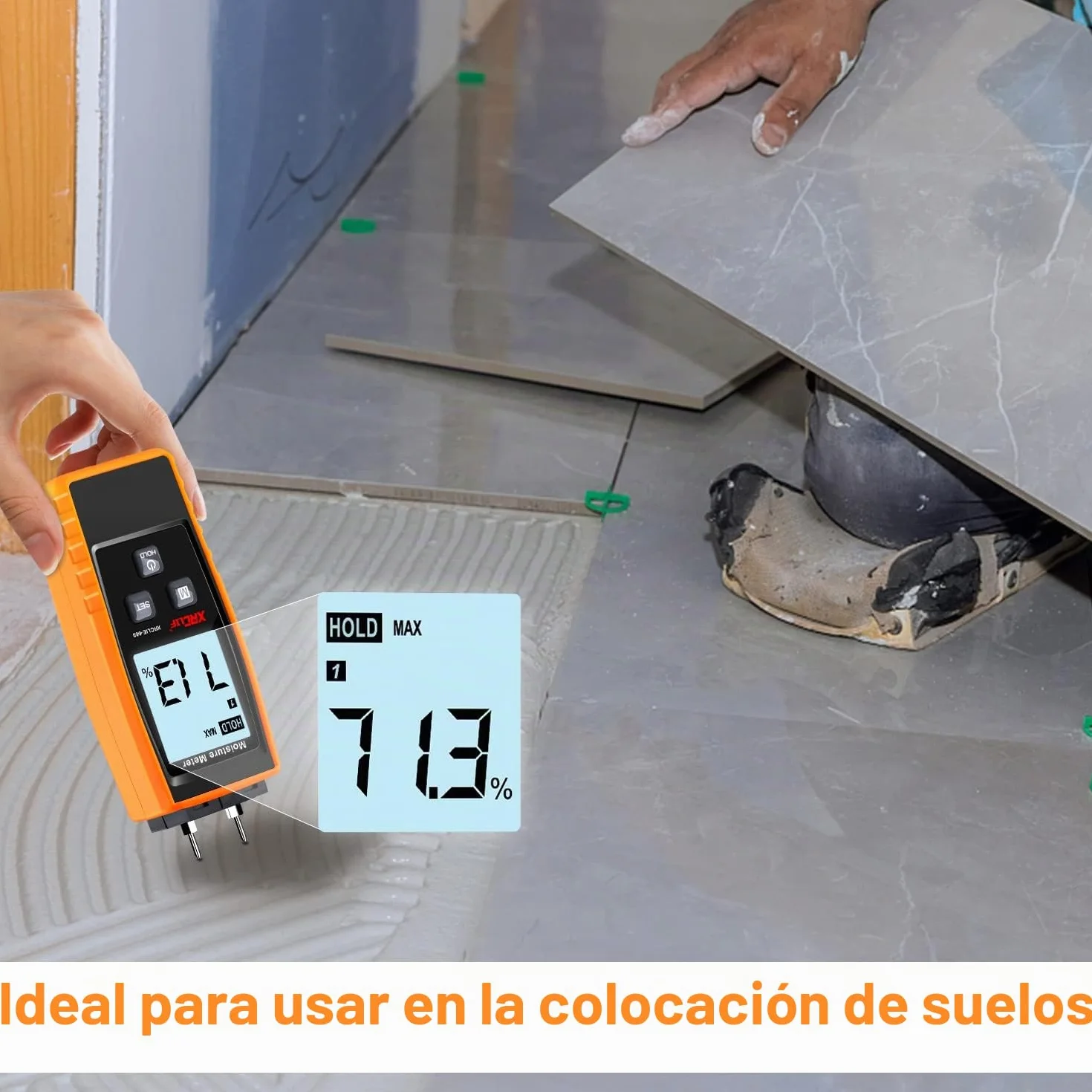 Medidor Humedad Pared Digital, XRCLIF Medidor de Humedad de Madera Portátil medidor de Madera para Fugas Humedad Mortero Cemento, Detector de Contenido de agua de Madera con luz de Fondo (amarillo)