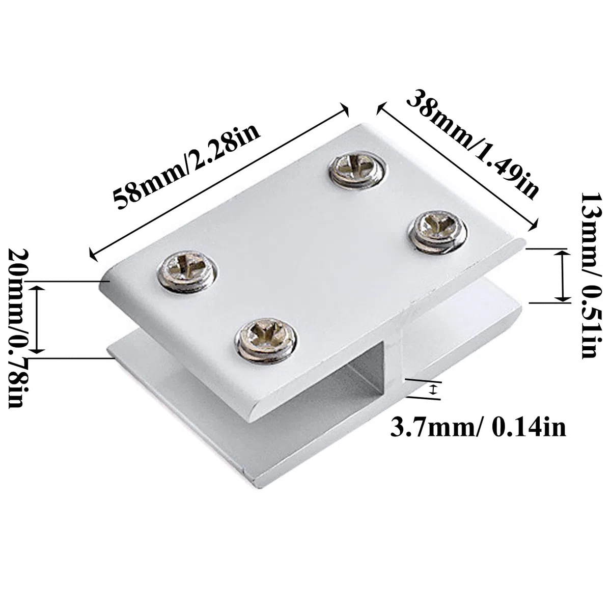 Abrazaderas de Vidrio 4 Piezas Soporte Vidrio 10mm-12mm Soporte Estante Cristal Abrazadera de Aleación de Aluminio para Gabinete Escalera Ducha Pared Clavijas Ajustables, 180 Grados