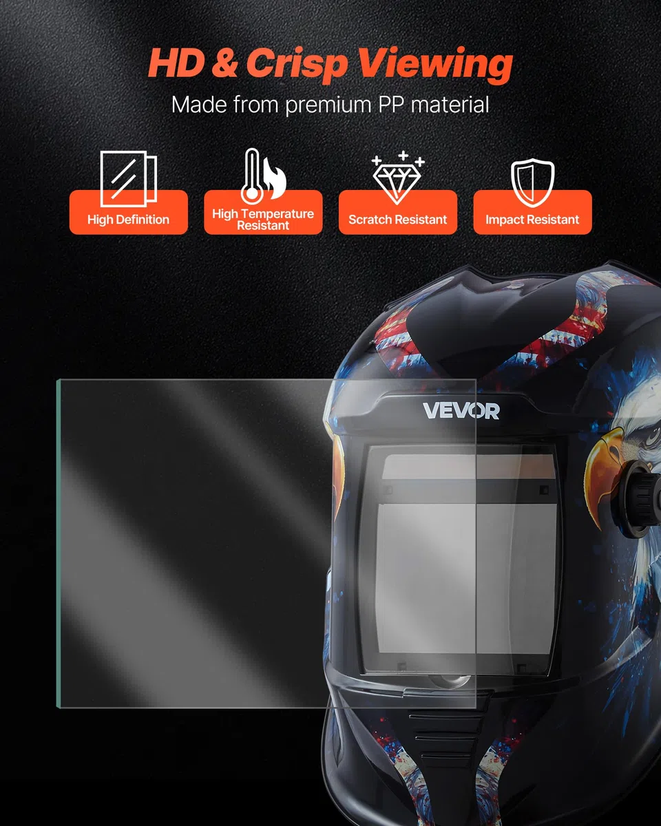 VEVOR Lente Protectora Exterior para Casco de Soldadura, 20 Unidades, 121 x 118 x 0,9 mm, de PP, Cristal Transparente, contra Salpicaduras y Altas Temperaturas, Confiable para Su Rostro y Ojos