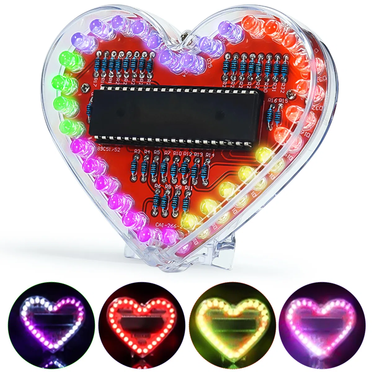 Joycabin Kit de soldadura LED, proyecto de soldadura LED RGB en forma de corazón, juego de soldadura para manualidades, kit de construcción electrónica para estudiantes, enseñanza y aprendizaje,