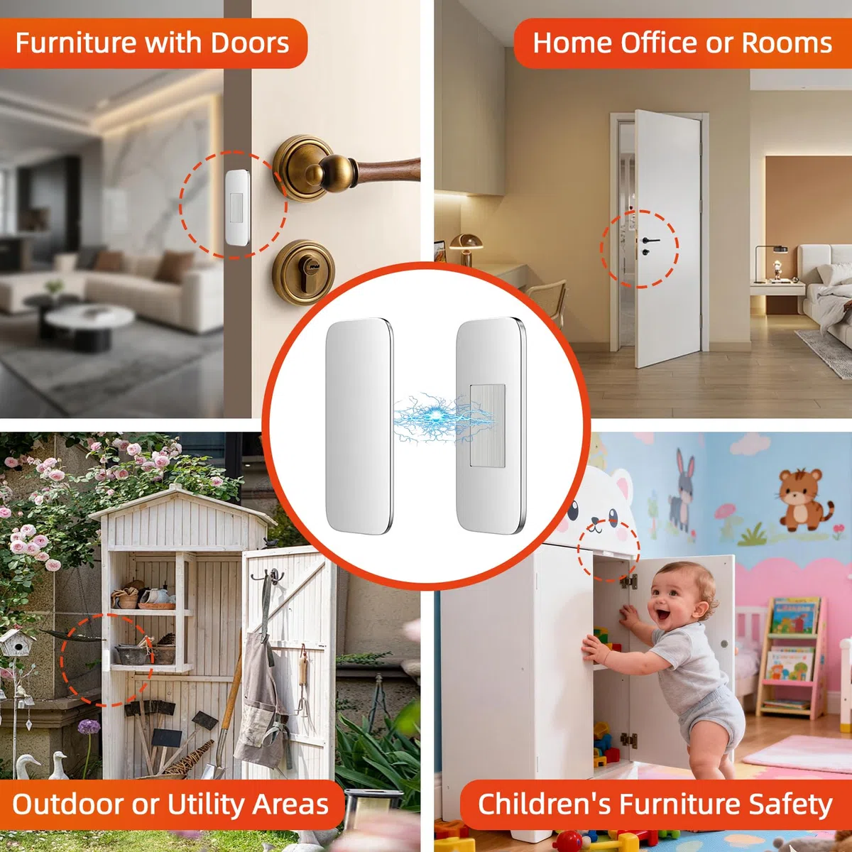 Iman Puerta Armario adhesivo Jiayi 8 Pcs Magnético Pestillo Fuerte Metal Imán Cierre Para Cocina Alacena Puerta Cerraduras Cajón Clausura Cierre Magnético para Puertas