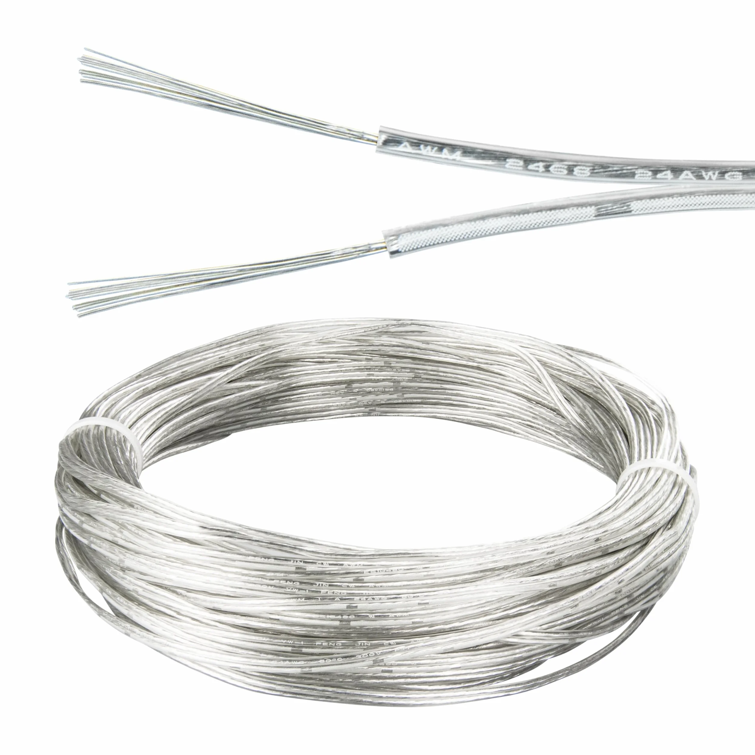 30 M Cable Transparente 2 Hilos 0,2 mm² PVC Flexible Transparente Cable 24AWG Paralelismo para Instalar Electrodomésticos de Baja Potencia