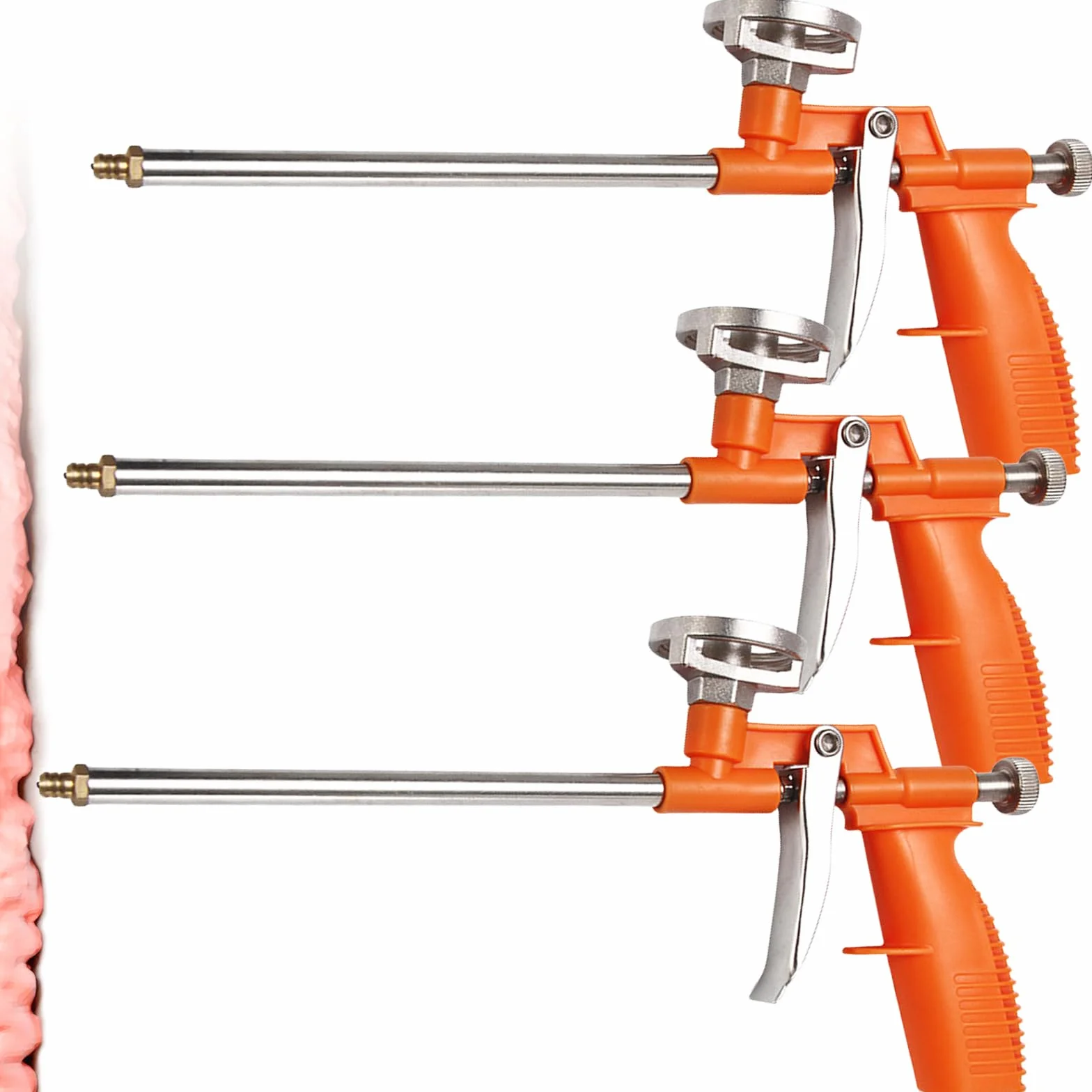GOMETY - Pistola de espuma de poliuretano, 3 unidades, pistola dosificadora profesional con mango ergonómico de plástico, pistola de espuma de metal para bricolaje y profesional para sellar, sellar,