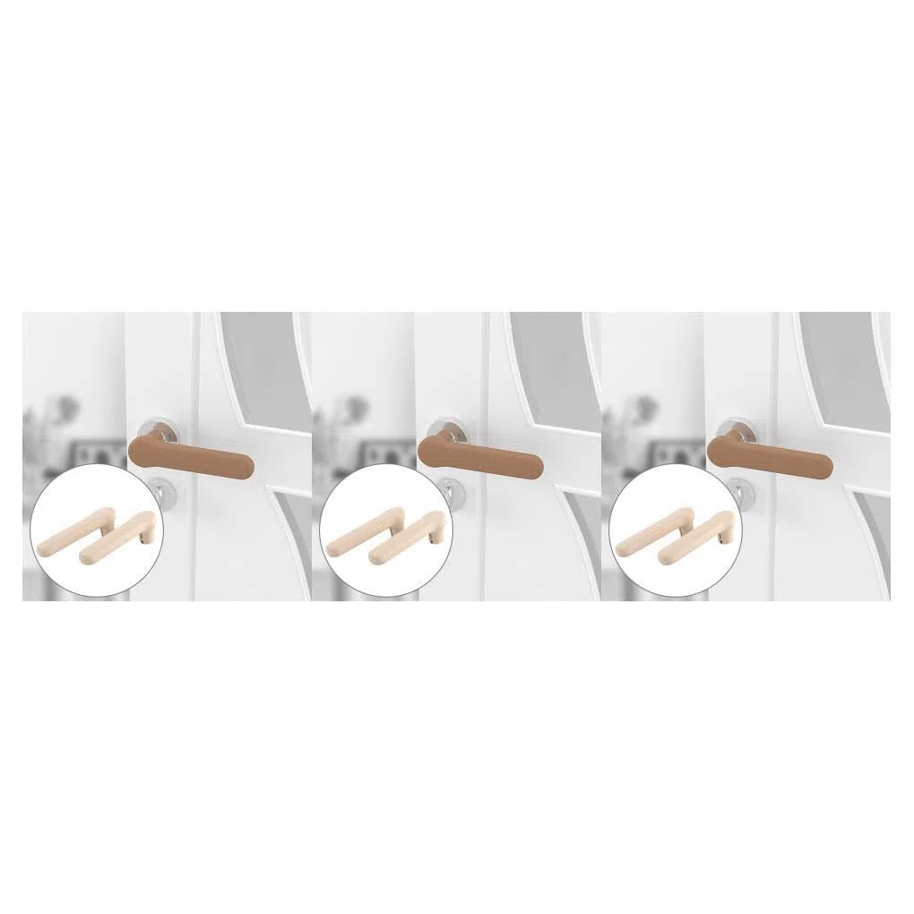 3 Juegos de Funda protectora flexible para manija de puerta, funda de silicona para anticolisión, color Beige, Beige 3Conjunto