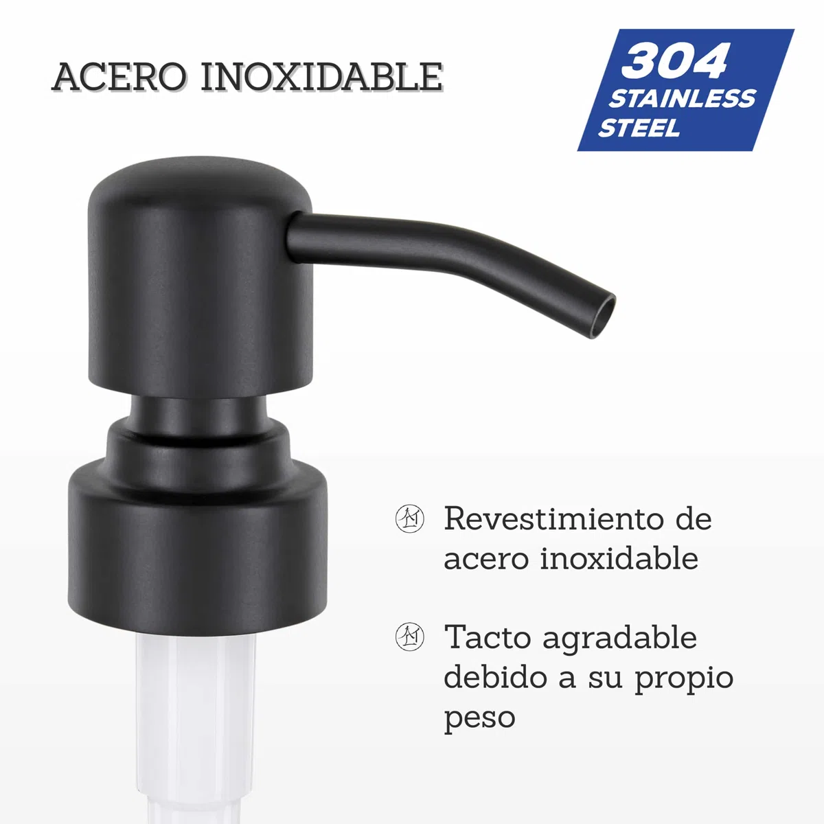 ALTGLAS Dispensador de Jabón 'Zagreb' - Bomba/Dosificador de Jabón de Acero Inoxidable con Juego de Juntas por Jabonera Upcycling por Botellas de 18-23 mm (Negro)