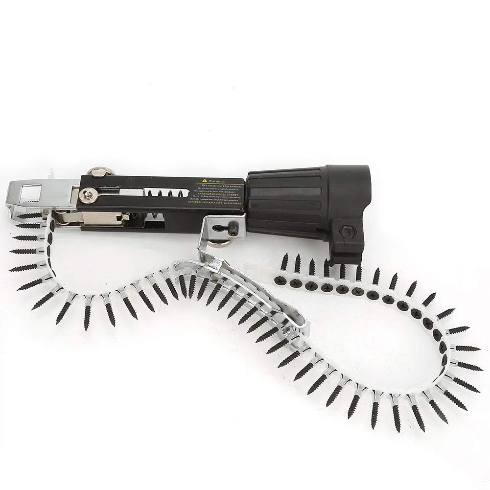 Tiiyee Adaptador Pistola Tornillo Cadena, Automático de Clavos Cadena Accesorio para Paneles Yeso Alimentación Automática Intercalada Taladro Eléctrico Equipo Apriete Tornillos Herramienta Carpintería