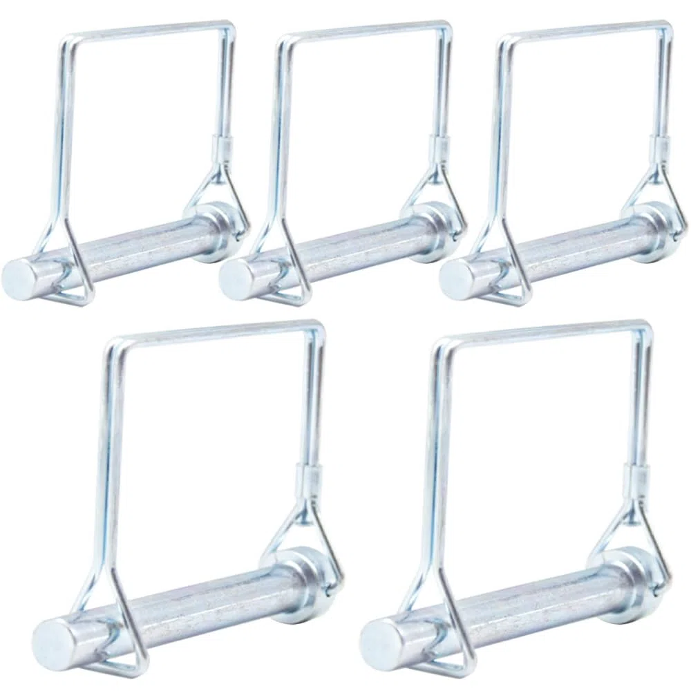 5 pasadores de seguridad de 10 mm x 80 mm. Pasador de tubo plegable con cierre de bloqueo, patillas cuadradas de galvanizado para remolques, tractores, volquetes, granjas, cortacéspedes (F.10