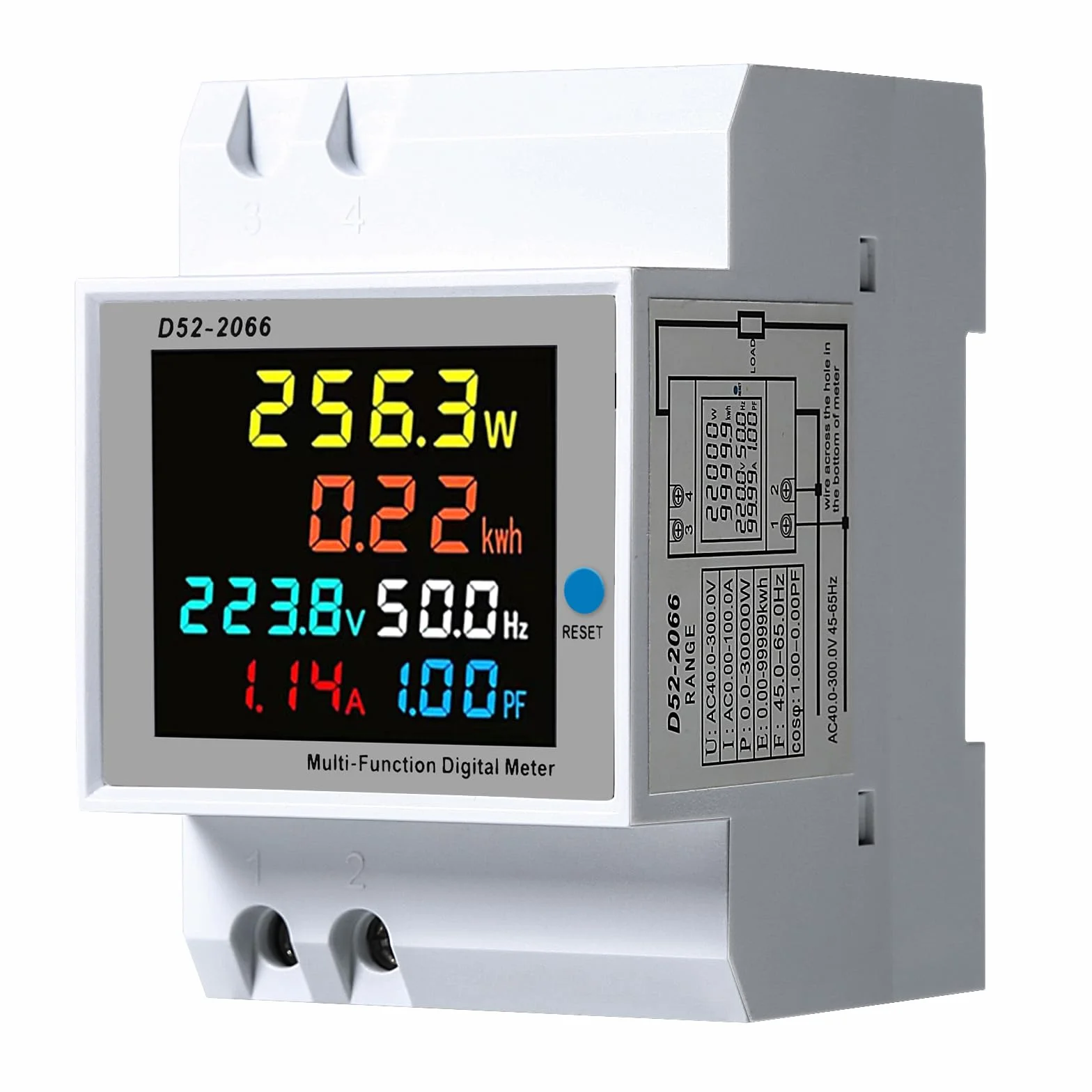 Jadeshay Medidor de Energía,AC 40-300V 100A Contador Electrico Digital Multifuncional Voltímetro Amperímetro para Medición del Consumo Eléctrico Voltaje Corriente Factor Potencia Frecuencia