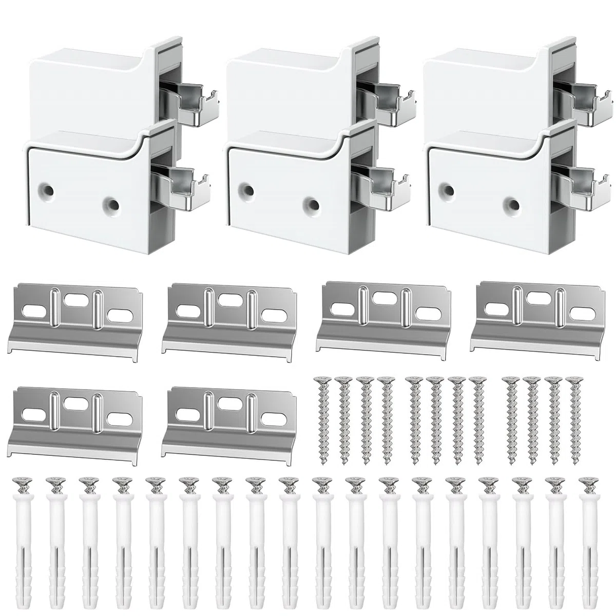 Soportes Ajustables para Muebles Suspendidos – Ganchos de Fijación para Gabinetes de Cocina, Capacidad de Carga 130 kg – JVHLOV (6, Blanco)