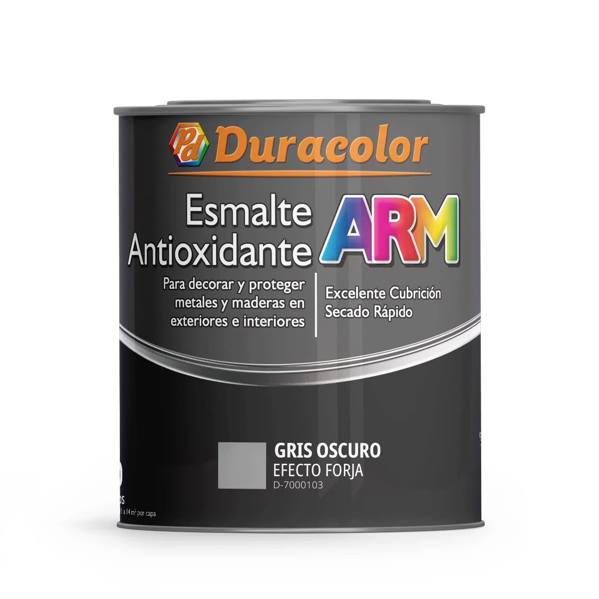Esmalte Antioxidante ARM - Color Metal Efecto Forja Gris Oscuro - 750 ml - Superficie Exterior e Interior - Acabado Brillante y de Rápido Secado - Excelente Dureza y Resistencia - Duracolor