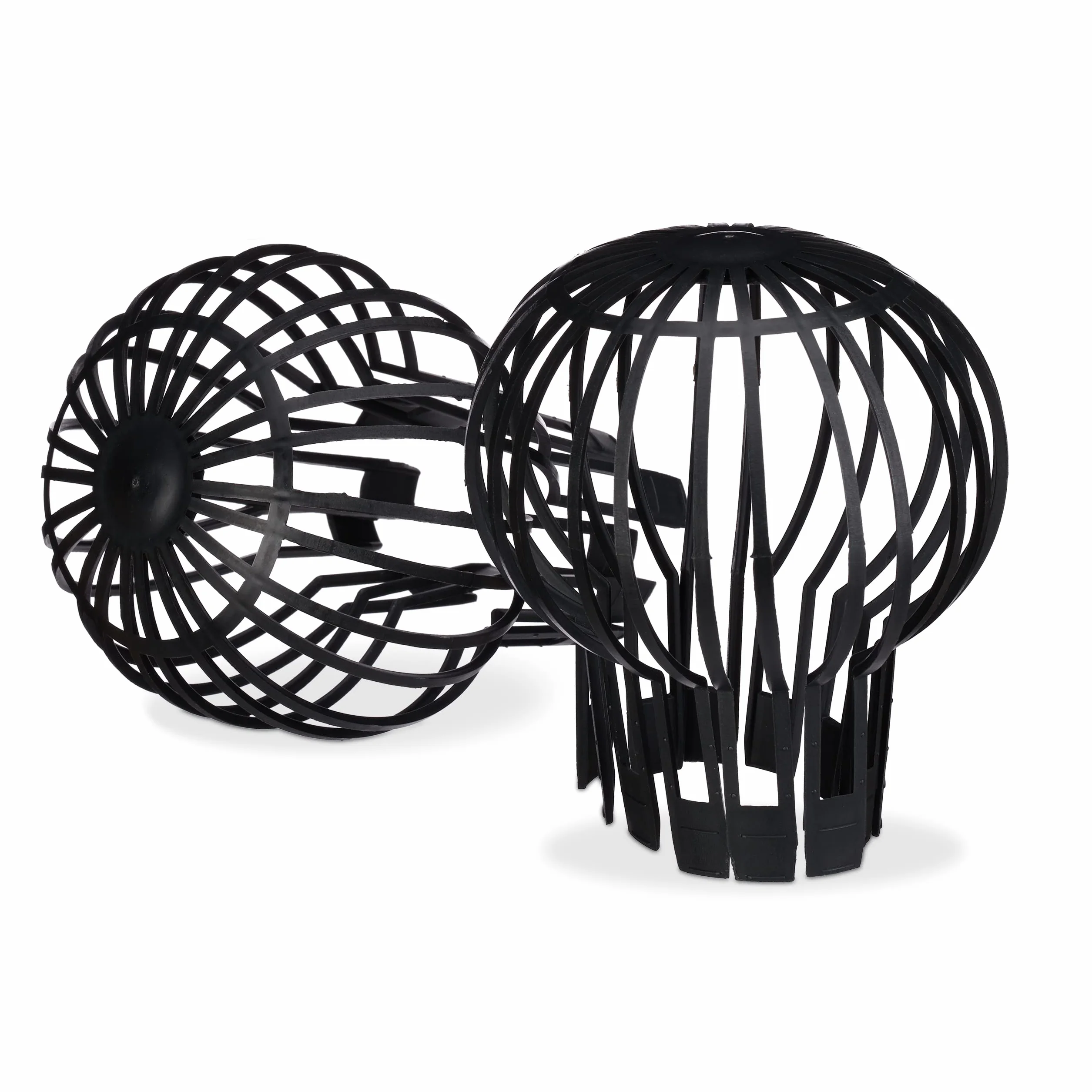Relaxdays Protector de canalones, Cubiertas para bajantes, Anti-Atascos, Ø 13 cm, 4 Uds., Negro