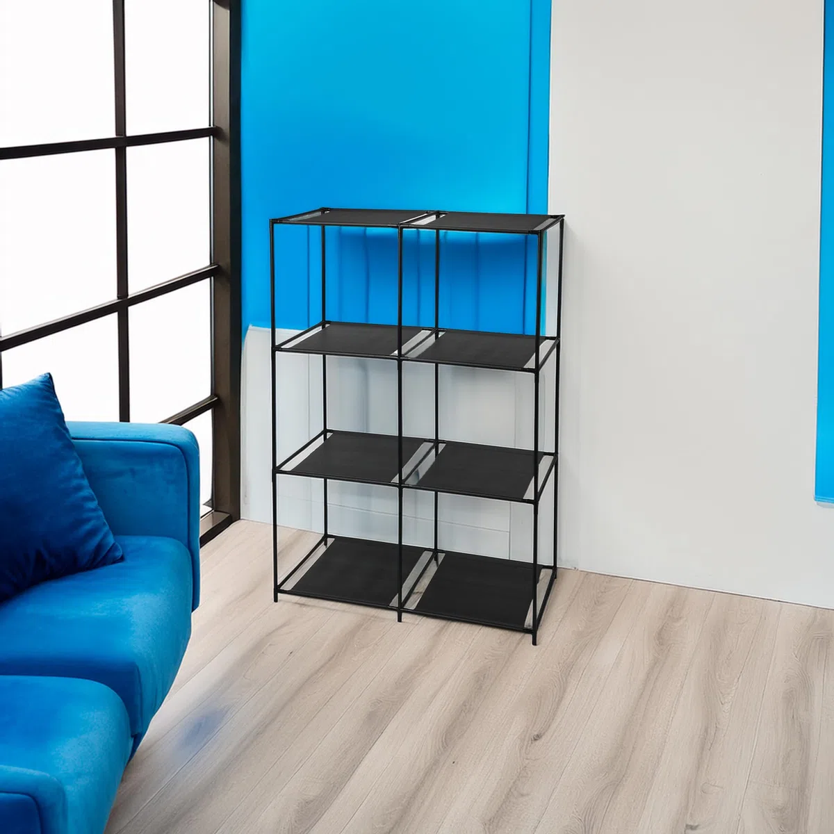 Well Home Estantería Modular de 6 Compartimentos Organizador de Tela y Hierro Tamaño: 59,5x30x88cm