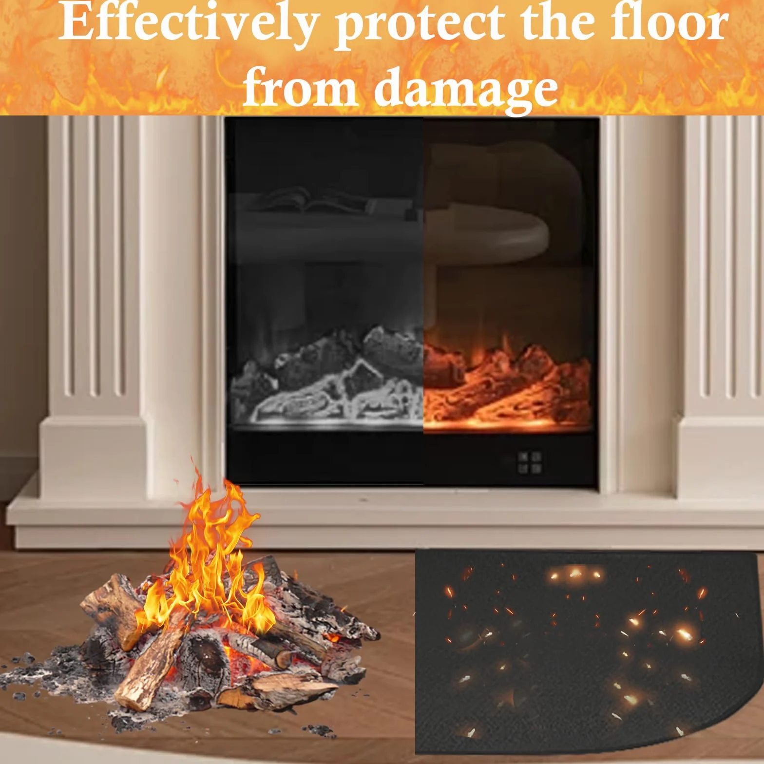 Alfombras Ignifuga para Chimenea, 80x50cm Esterilla Ignífuga para Chimenea, Placa de Protección contra Chispas, Protector Suelochimenea, Antichispas para Chimeneas para Chimenea, Estufa, Barbacoa