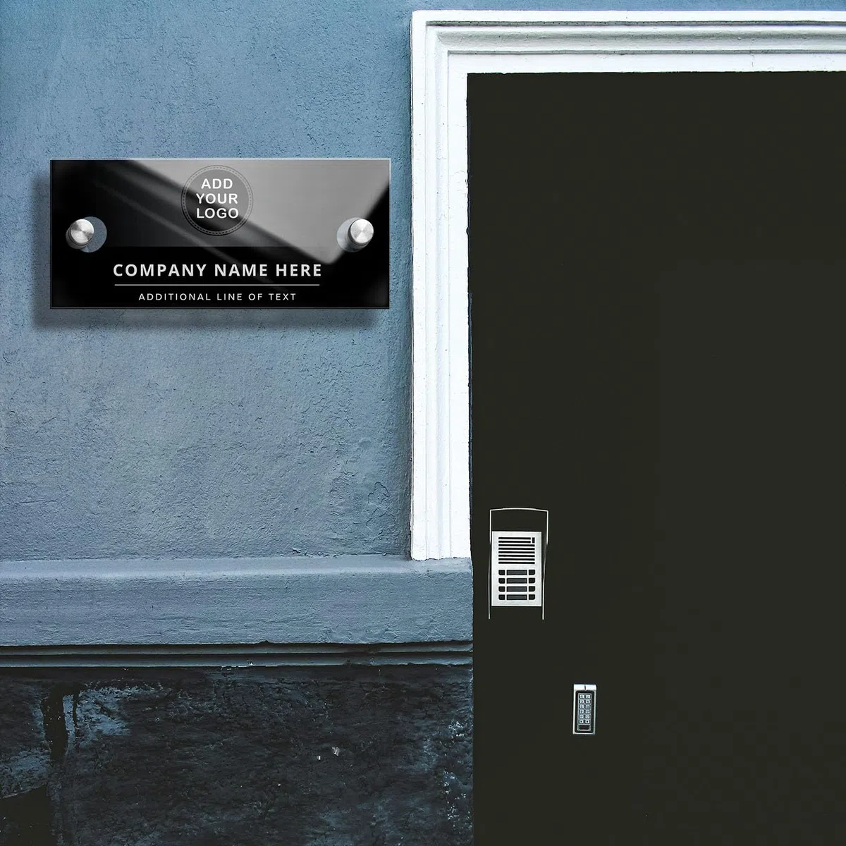 Letrero Acrílico Personalizable para Puerta y Pared | Placa Metacrilato con Logotipo y Texto | Cartel Horario para Oficina, Clínica y Despacho | Señalización Resistente al Exterior (Estilo 2)