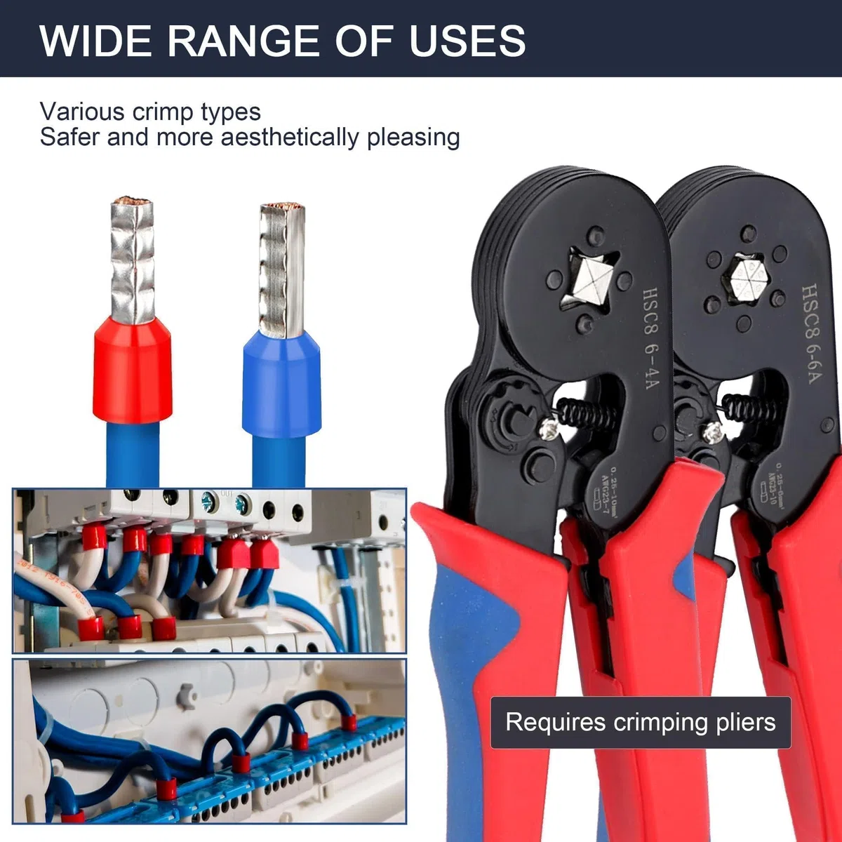 Juego de punteras para cables, 2000 piezas, juego de punteras para cables de 0,5-10 mm² (22-7 AWG), fundas para cables aisladas, surtido de punteras para cables para conexión de cables