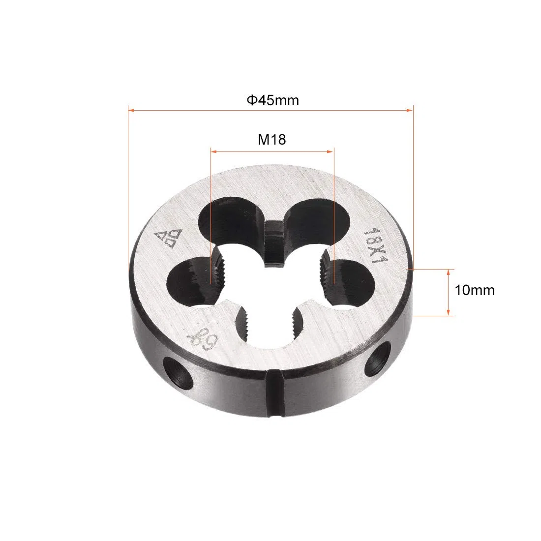 sourcing map Terraja, Terrajas de Roscar Métricas M18 X 1, Terraja Redonda 45mm Diámetro Exterior, Troquel para Roscar a la Derecha, Aleación de Acero