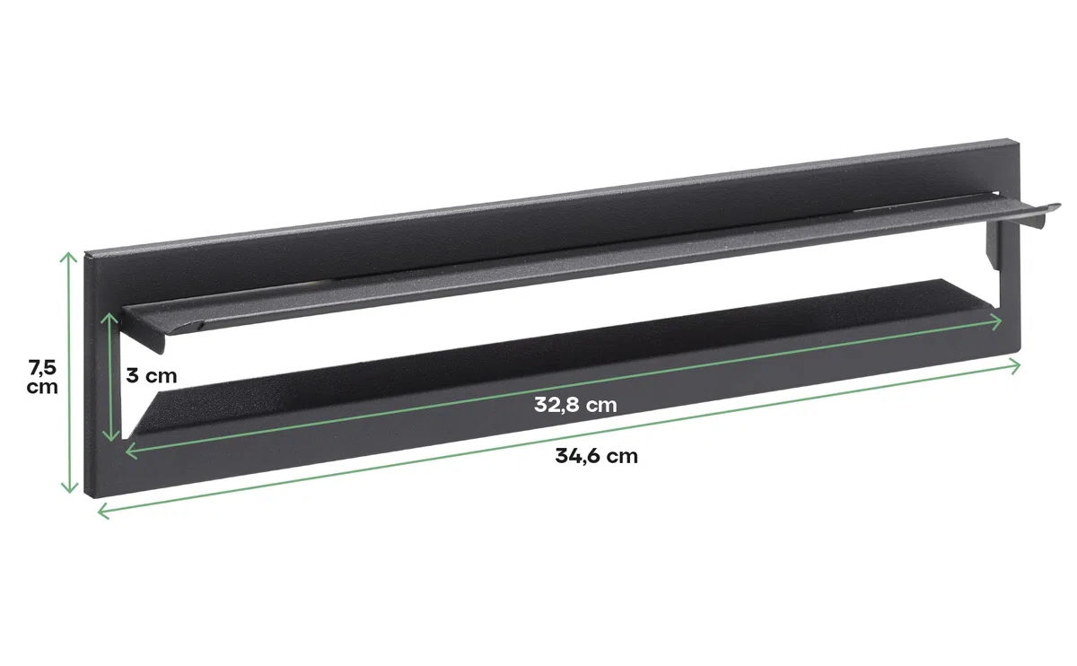 ARREGUI C614 Bocacartas Maxi de Acero Para Puertas o Verjas en el Exterior, Bocacartas Exterior, Boca de 32,5 x 3 cm, Resistente a la Intemperie, Medidas 34,2 x 7,3 cm, Negro Texturizado