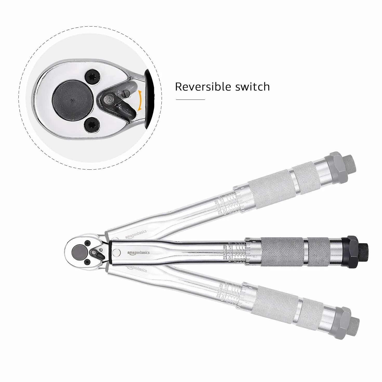 Amazon Basics Llave de trinquete dinamométrica de 1/4 pulgadas , 3.95-22.5 Nm, 35-200 in.-lb