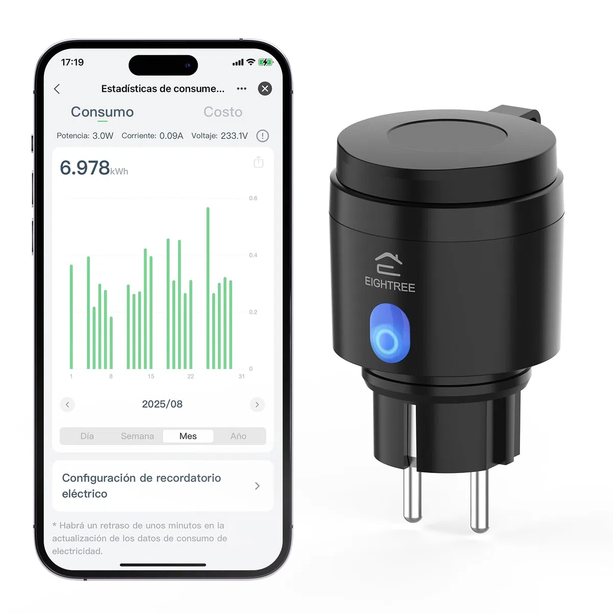 EIGHTREE Enchufe Inteligente WiFi Exterior 16A, Tomada Inteligente IP44 Impermeable, Enchufe WiFi con Control por Voz y App, Monitor de Energía y Temporizador, Compatible con Alexa/Google/SmartThings