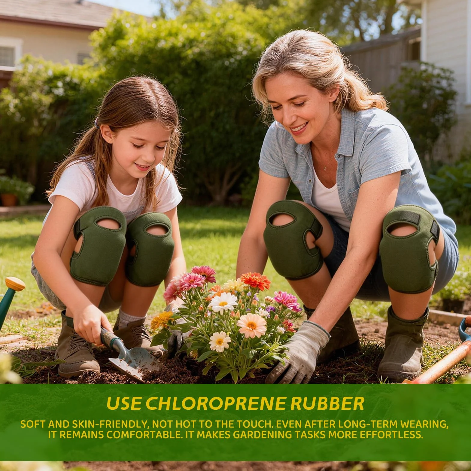 Rodilleras de Jardinería Ajustables, Protector de Rodilla para Jardín, Limpieza y Mantenimiento, Verde