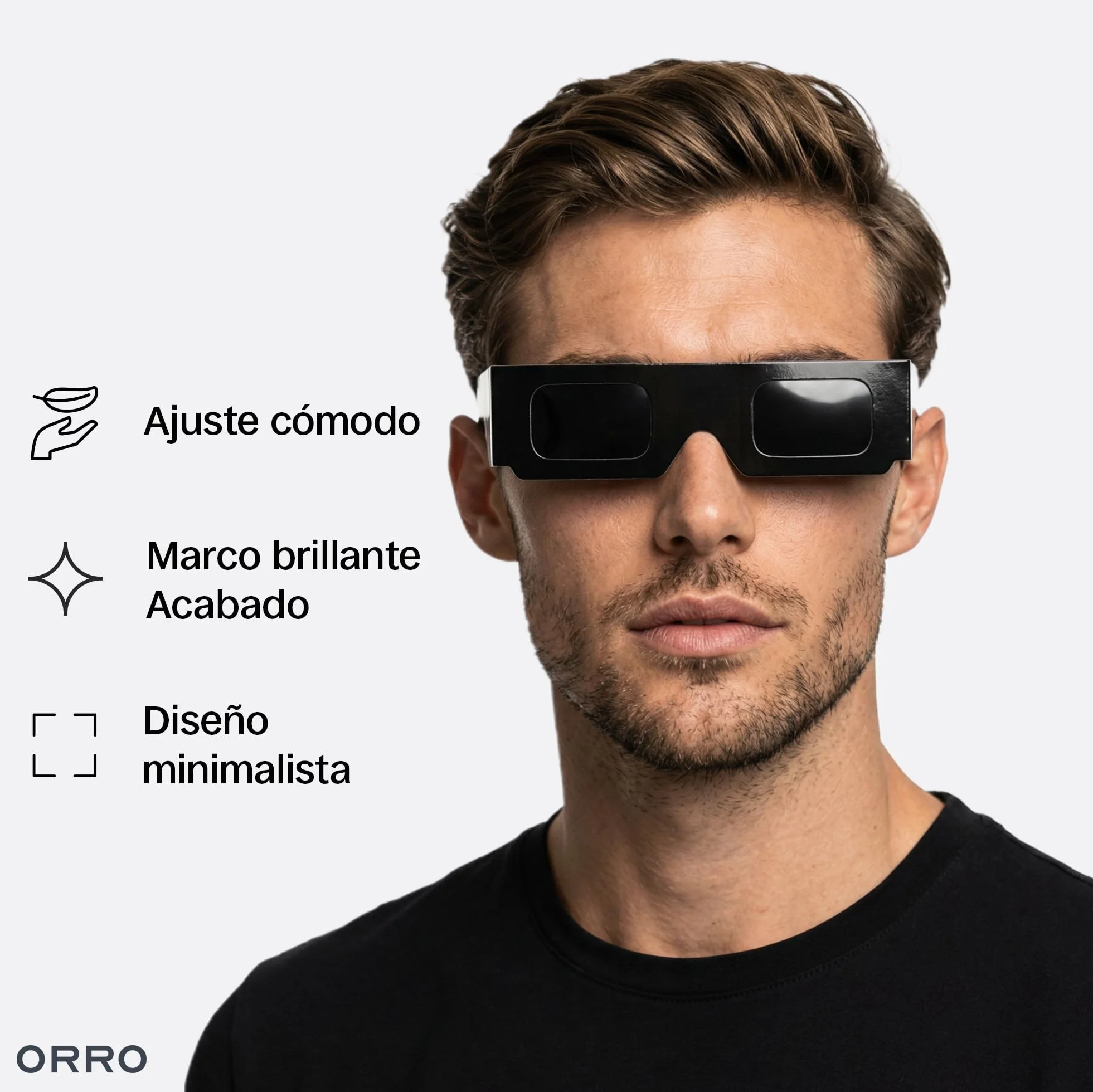 ORRO 37MM Classic Gafas para Eclipse Solar Pack de 6, Blanco, Protección Ocular Certificada, Probadas EN ISO 12312-2:2015, Marcado CE para Observación Directa Segura del Sol