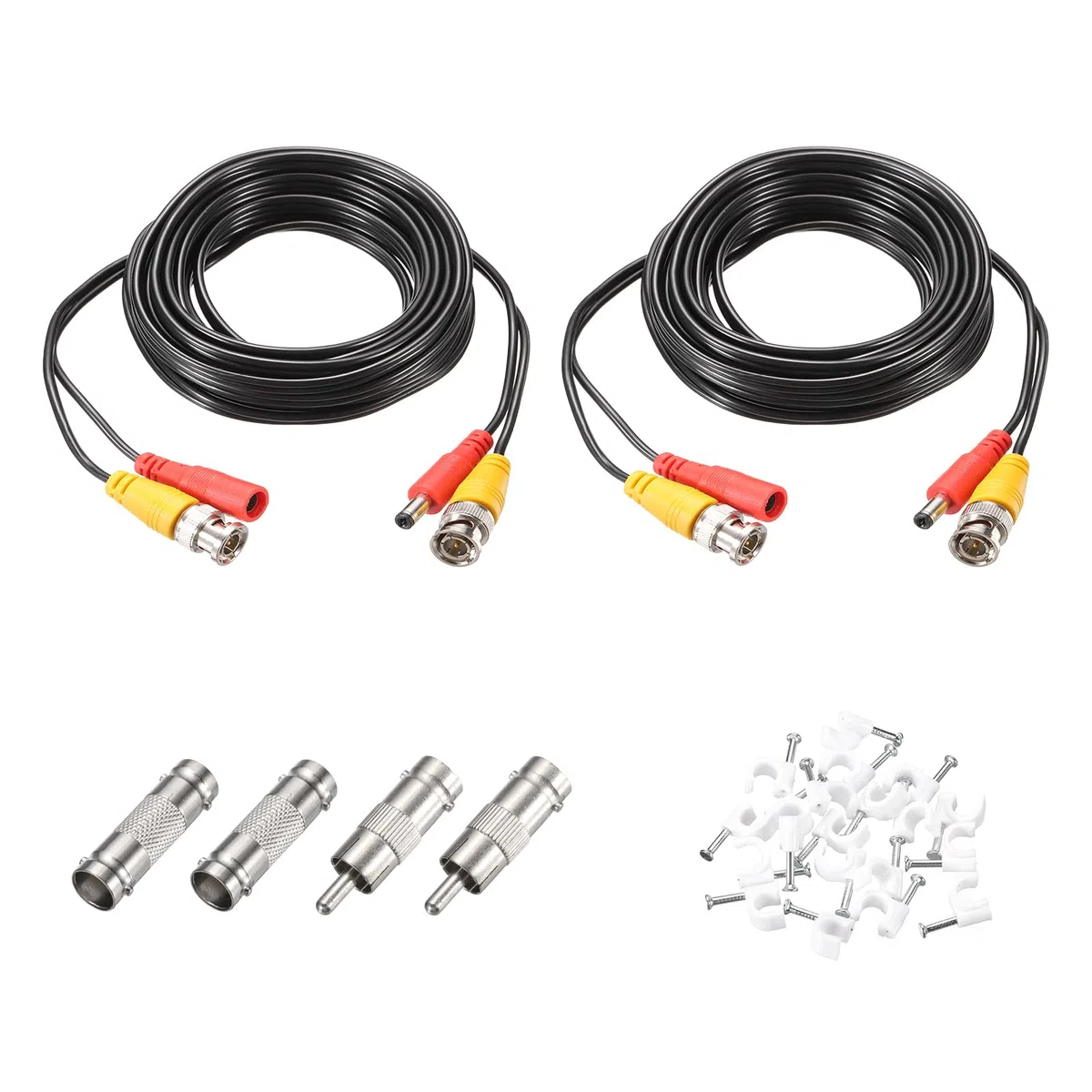 QUARKZMAN Cable De Video Y Alimentación BNC, 5m/16ft Cable Todo En Uno para Cámaras De Seguridad, Cable De Extensión DC para Instalación De Sistema De Cámara CCTV DVR, 2 Juego Negro