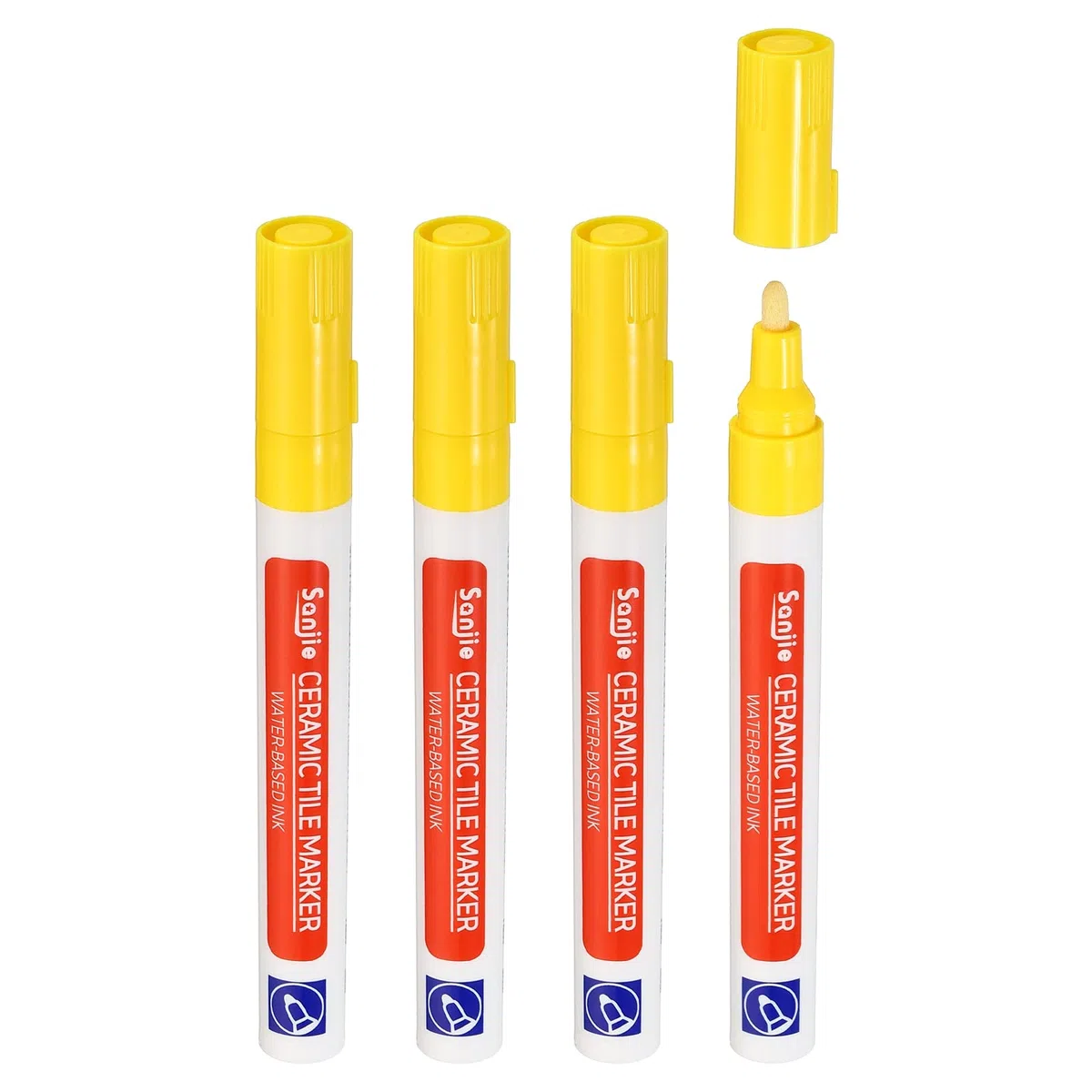 PATIKIL Lechada Bolígrafo, 4Pcs Rotulador Juntas Azulejos, Blanqueador de Juntas, Lápiz para Restaurar las Lechadas de Pared Piso Baños y Cocina, Amarillo