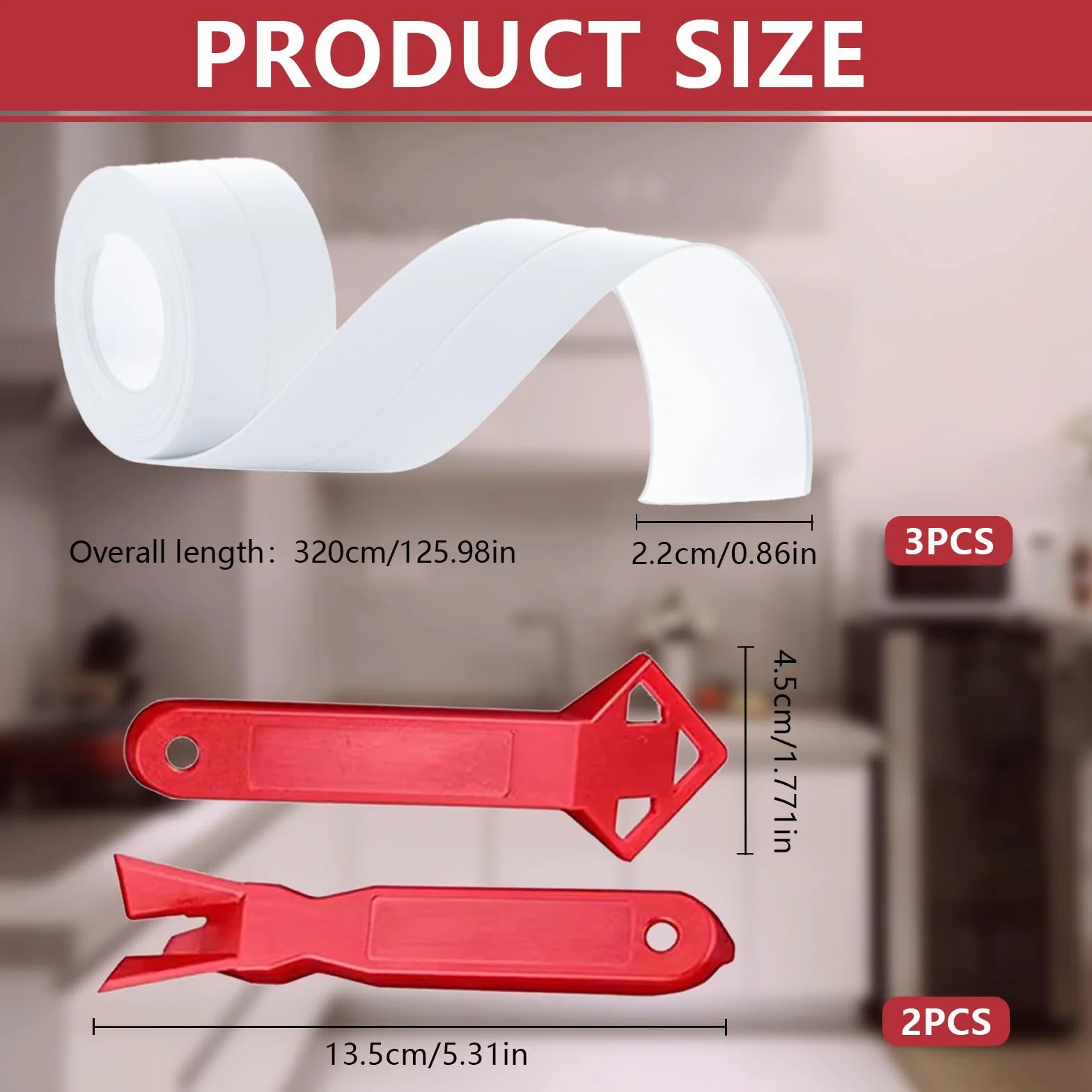 3 Rollos Cinta Selladora Impermeable, Cinta Baño Selladora, Cinta de Sellado Autoadhesiva, Antimoho Cinta Selladora Baño para Cocina, Lavabo, Baño, Aseo, Esquinas de Pared