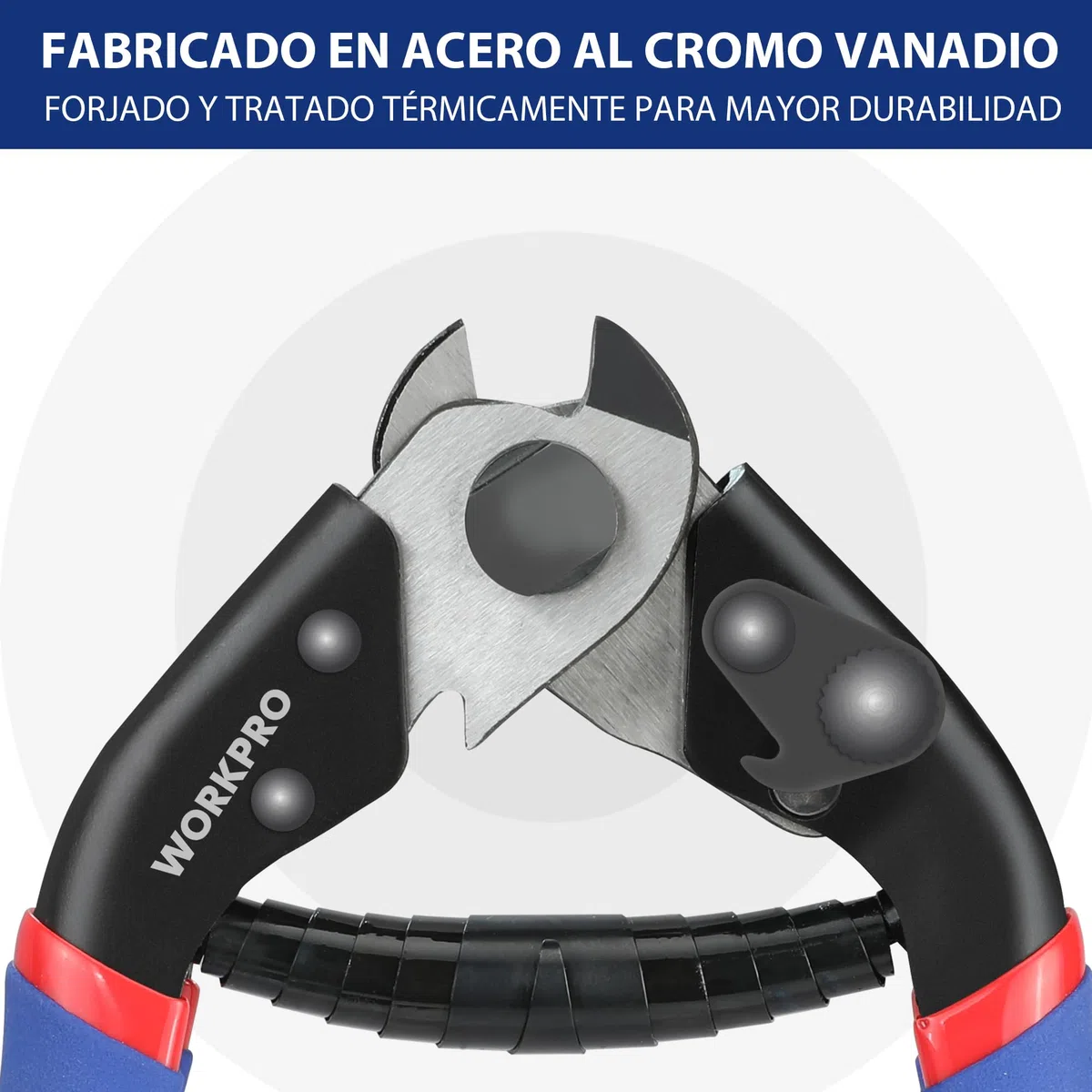WORKPRO 190 mm Cortador de Cable, Tijeras para Cable de Acero, con Mango Antideslizante, para Cortar Cable de Acero Inoxidable/Aluminio/Cobre