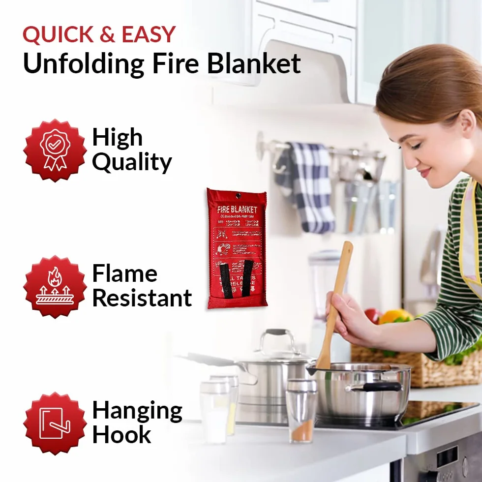 1Above Manta ignífuga Grande de 1 m de despliegue rápido y fácil para Incendios de Emergencia en tu hogar, Cocina, Oficina, Garaje y Caravana (1)