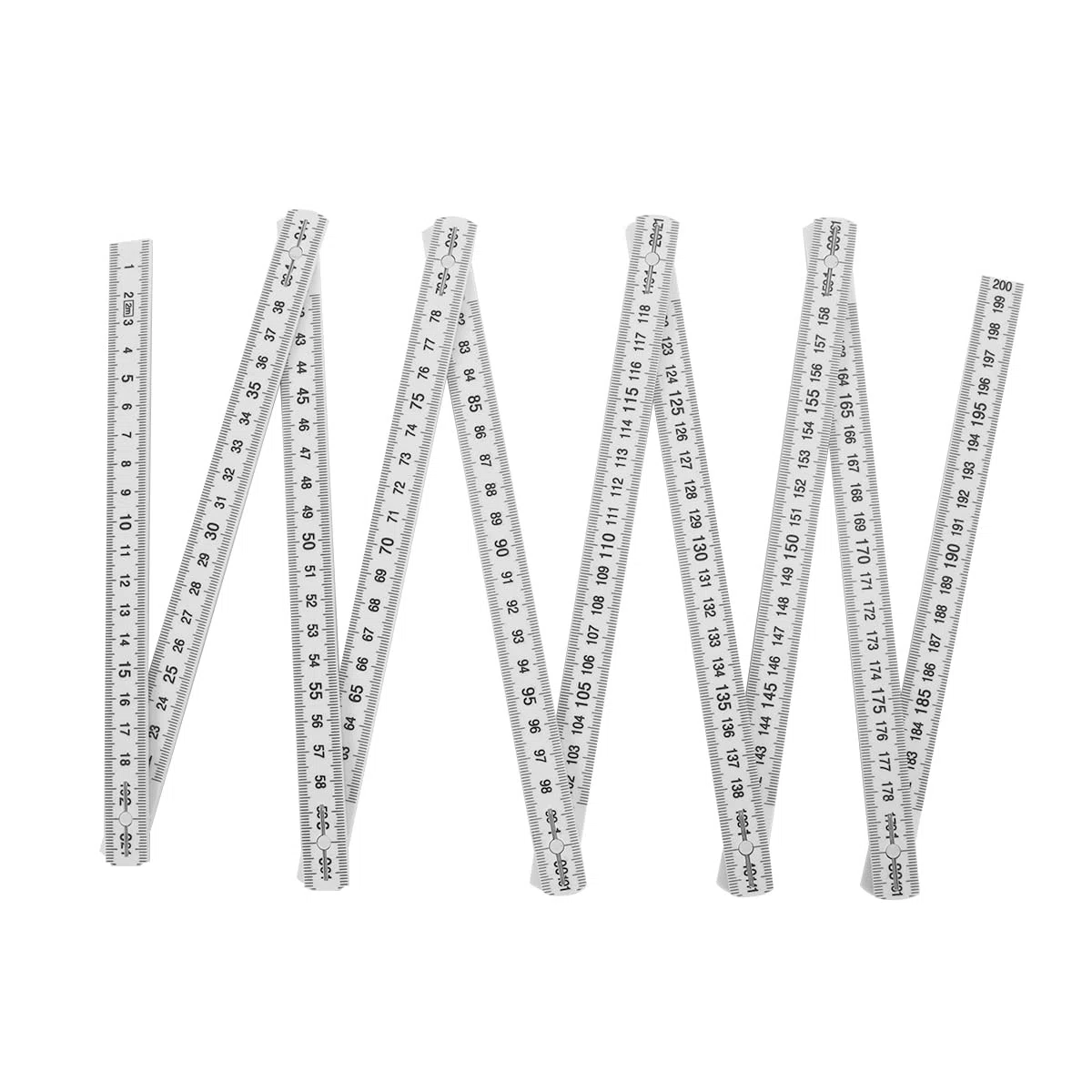 Regla plegable de 5 piezas, 2 m, de plástico y fibra de vidrio, blanca