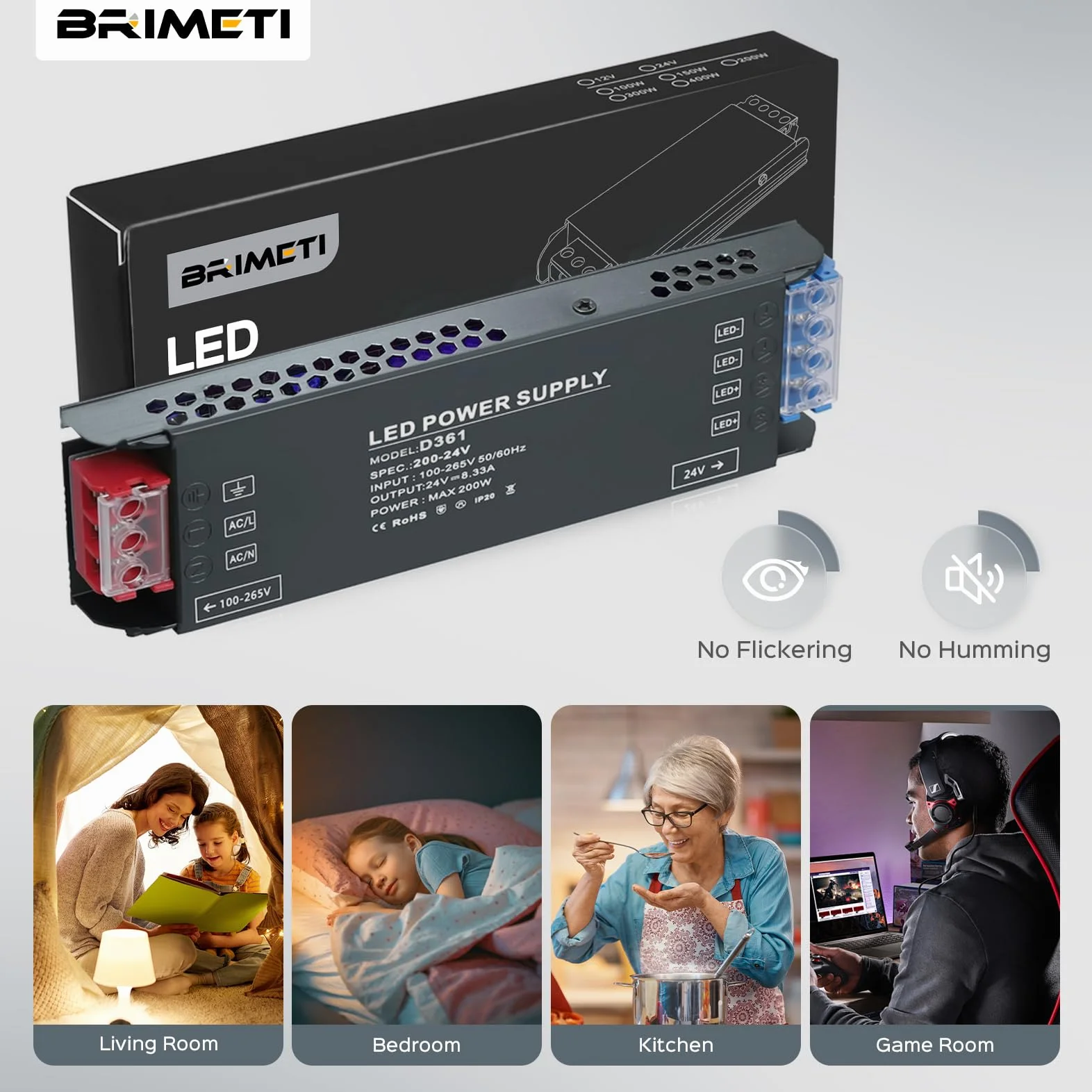 Transformador 220V a 24V 150W 6,25A LED Driver, Ultra Fino Fuente de Alimentación 220V a 24V DC Driver de Bajo Tensión Controlador LED Voltaje Constante