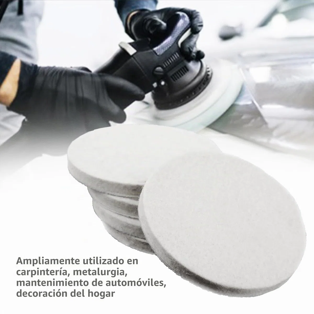 5 almohadillas de pulido de fieltro de lana de 125 mm x 8 mm (L*D) para pulir vidrio, plástico, metal, mármol, disco de pulido para cocina, baño, lijadora orbital