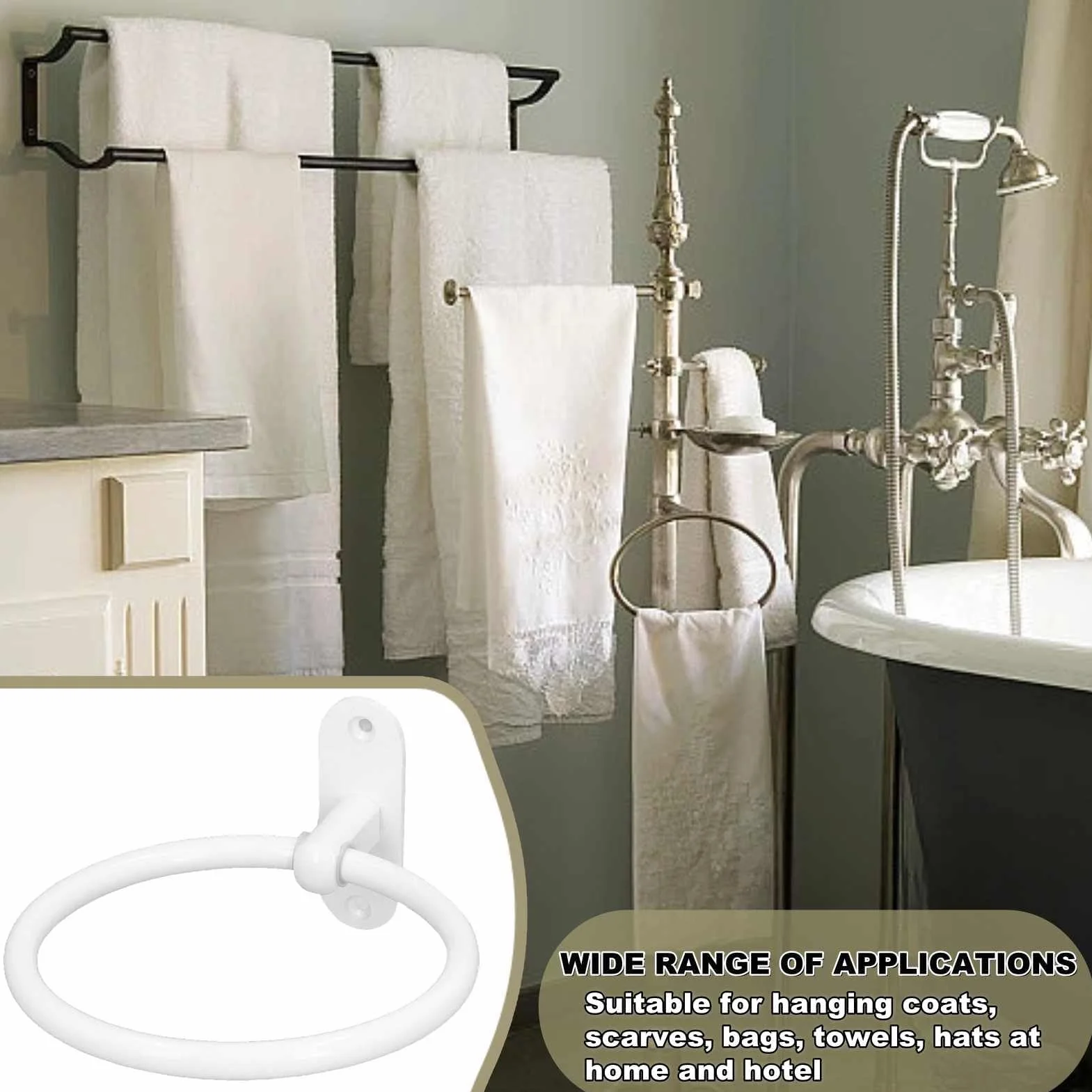 HERCHR Toallero de Mano, Toallero de Aluminio para Baño Toallero de Mano Colgador de Pared Toallero Redondo Toallero Redondo Círculo Toallero Colgador Giratorio Toallero de Cocina para Casa
