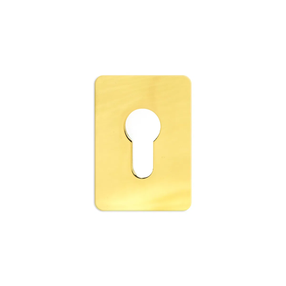 TSS Escudo de Reparación Adhesivo de Cilindro Euro de Latón Pulido, 65mm x 47mm. Cubiertas Autoadhesivas para Llaves de Perfil Euro, Cubierta de Ojo de Cerradura para Cilindro Euro, Placa de Puerta