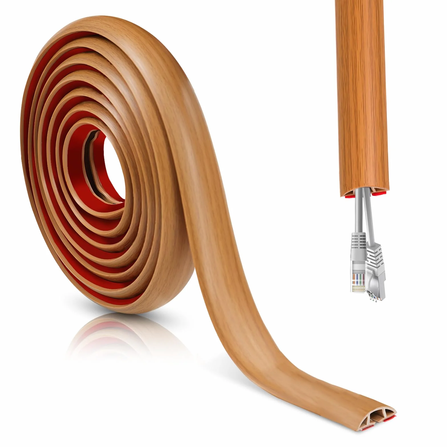 Canaleta Cables Suelo Madera 3cmx3m PVC Pasacables Suelo Protector Autoadhesivo