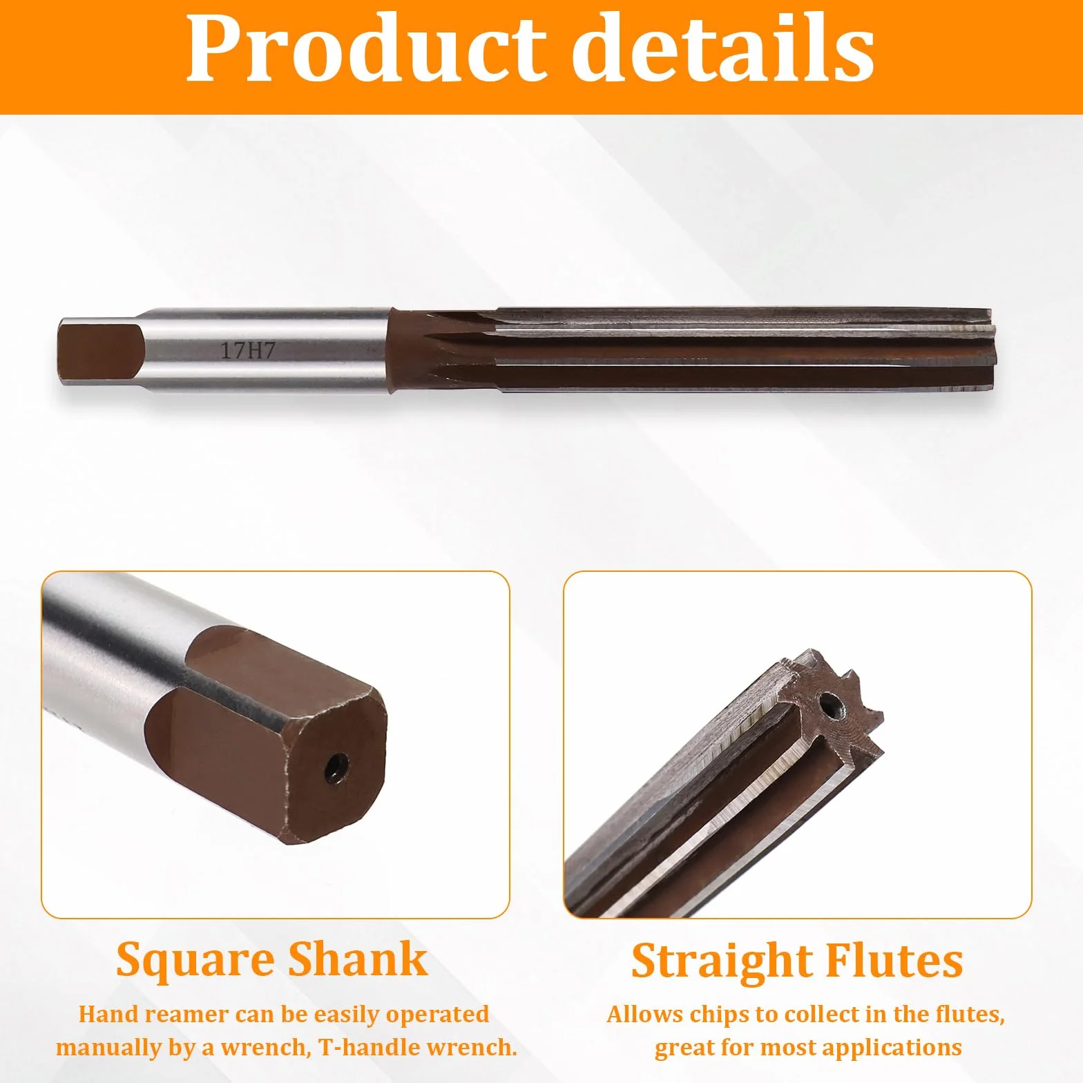 Fresa de ranuradora manual de 17 mm, fresadora para fresadora, router, fresadora de madera H7, escariador métrico, broca recta, ranuras rectas de acero aleado, herramienta de corte para metal y madera