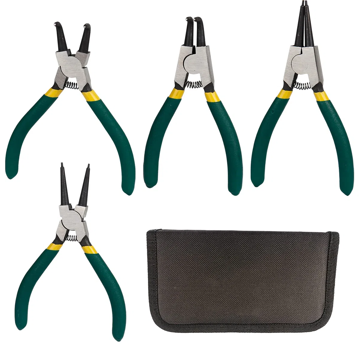 Alicates para arandelas, juego de alicates para arandelas de 4 piezas Alicates para anillos de presión, mangos antideslizantes de 125 mm
