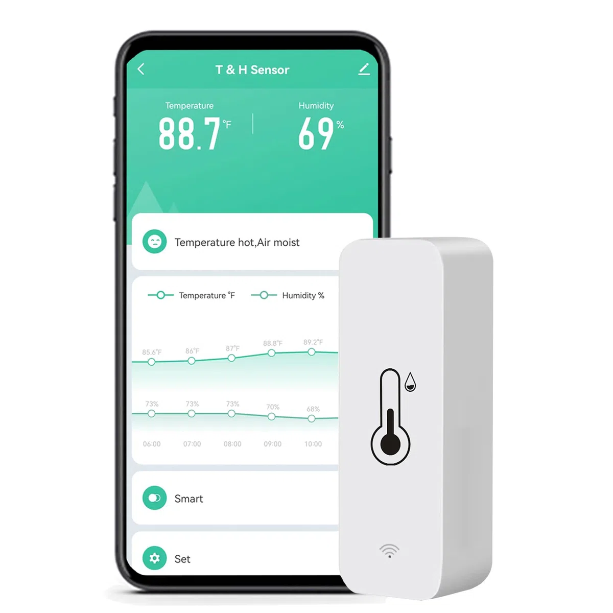 Monitor de temperatura de humedad WiFi: termómetro higrómetro inteligente para monitor remoto y alerta, termómetro interior de alta precisión con aplicación TUYA, compatible con Alexa (paquete de 1)