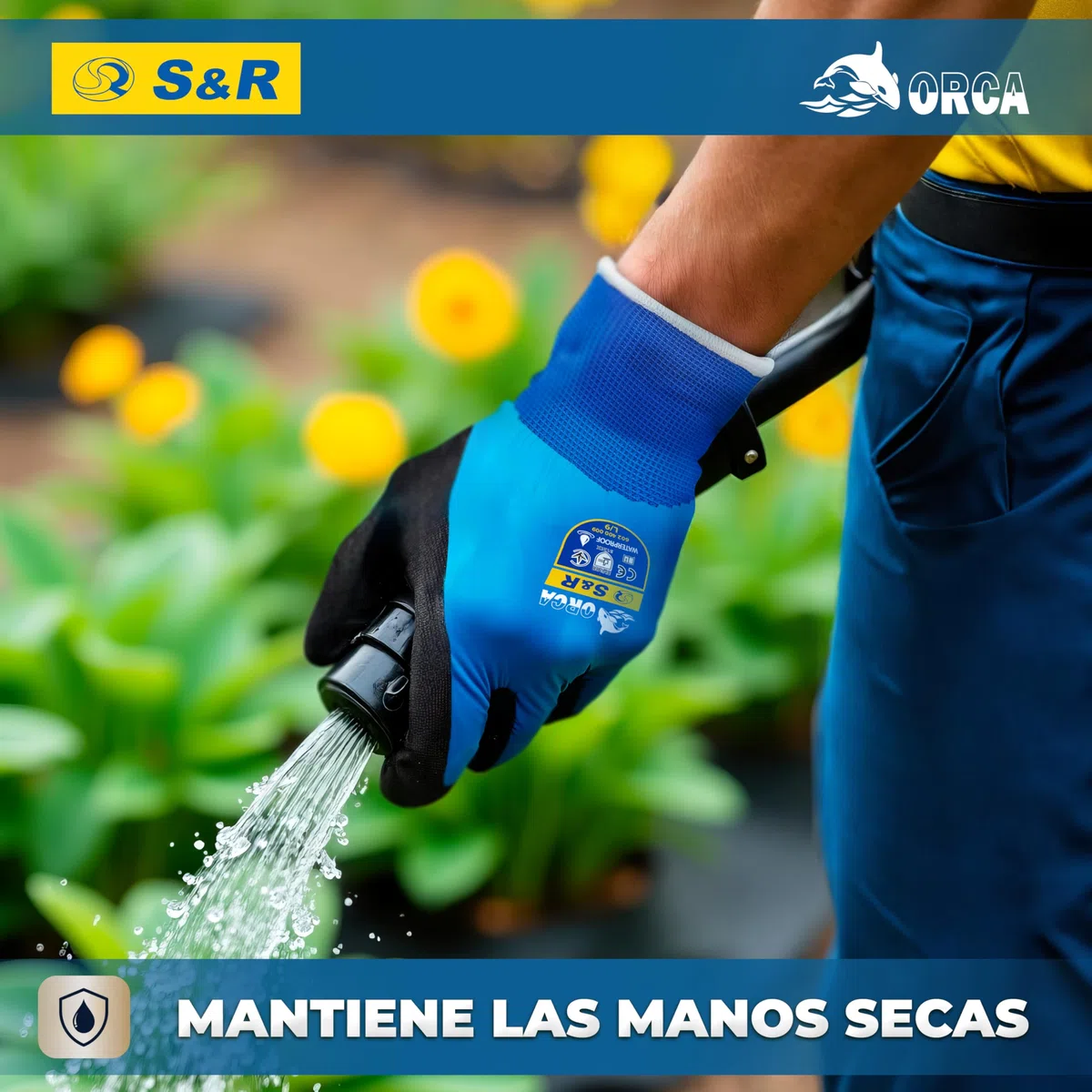 S&R Guantes de Trabajo Impermeables 2 PARES para Hombre Mujer Tallas 9 y 10. Guantes de protección Bricolaje Jardinería Mecánicos Pesca
