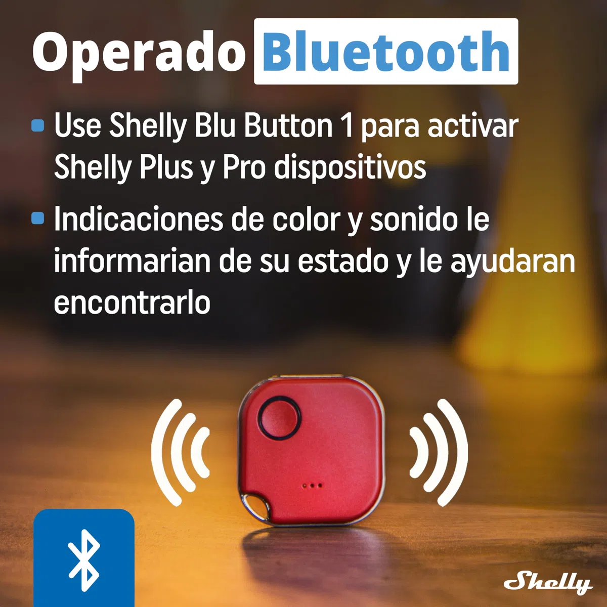 Shelly BLU Button 1, Botón Rojo Bluetooth De Acción y Escena, Automatización Del Hogar, iOS Android App, Hub No Requerido, Larga Duración De Batería, Indicador LED, Zumbador, Amplia Gama