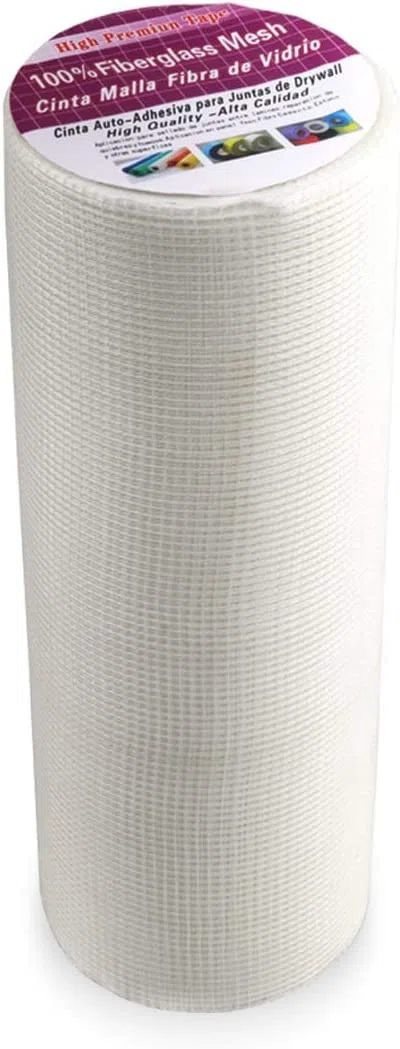 Cinta de Tela Fibra de Vidrio Autoadhesiva Para Reparación y Relleno de Grietas y Juntas - Malla de Tela en Rollo, 30 cm x 25 m