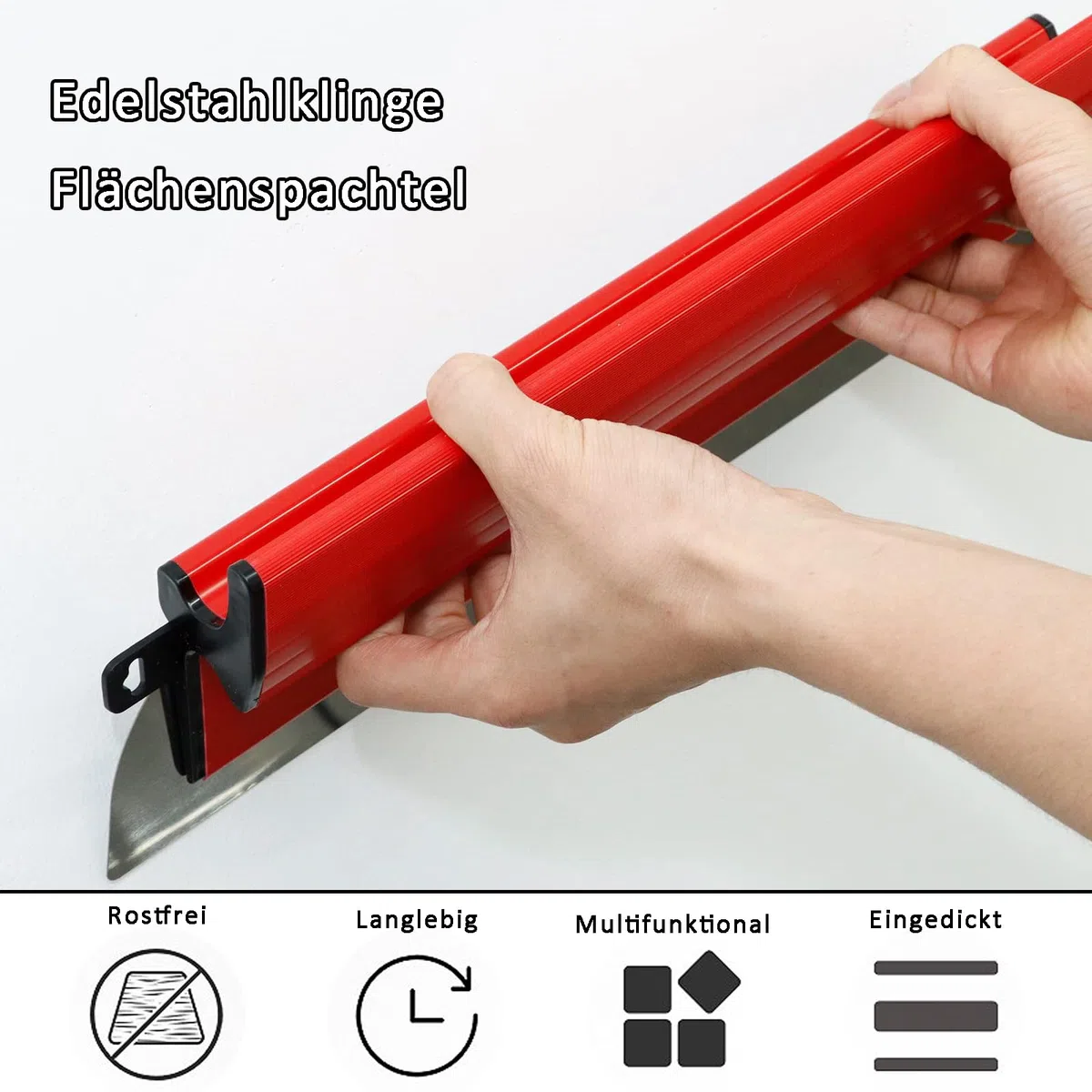 Acero Inoxidable Espátula para Enlucir, 40cm Hoja de Desnatado Drywall Smoothing Espátula, Espátula Rascador Multiusos 13 en 1, Para Suelos Paredes Secas