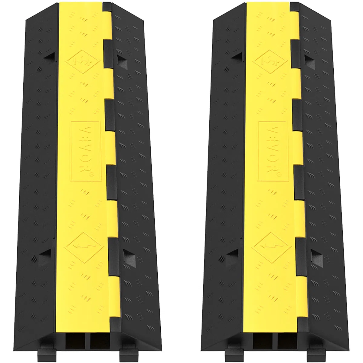 VEVOR Pasacables para Suelo de Caucho y PVC Rampa de Protección de Cables de 2 Canales 2 Piezas Protector de Cable para Suelo Carga de 4,989 kg Rampa de Cable 101 x 24,5 x 5 cm Reductor de Velocidad