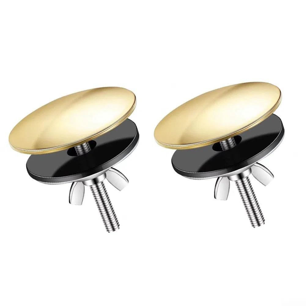2 tapas para agujero de fregadero, tapón de fregadero, fregadero de grifo, aleación de zinc, cubierta de agujero de fregadero de cocina, sellado de agujeros de lavabo, 5 x 7 x 1,2 cm (color dorado)